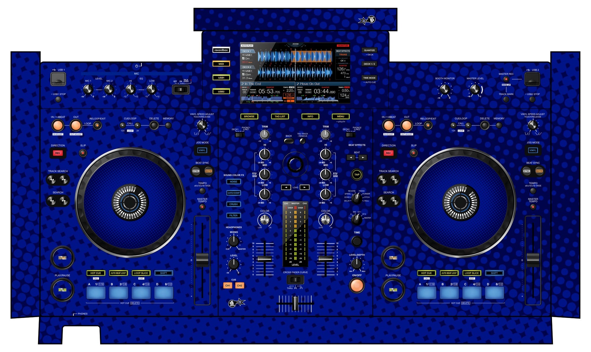 Pioneer DJ XDJ RX Skin Gradienter Blue