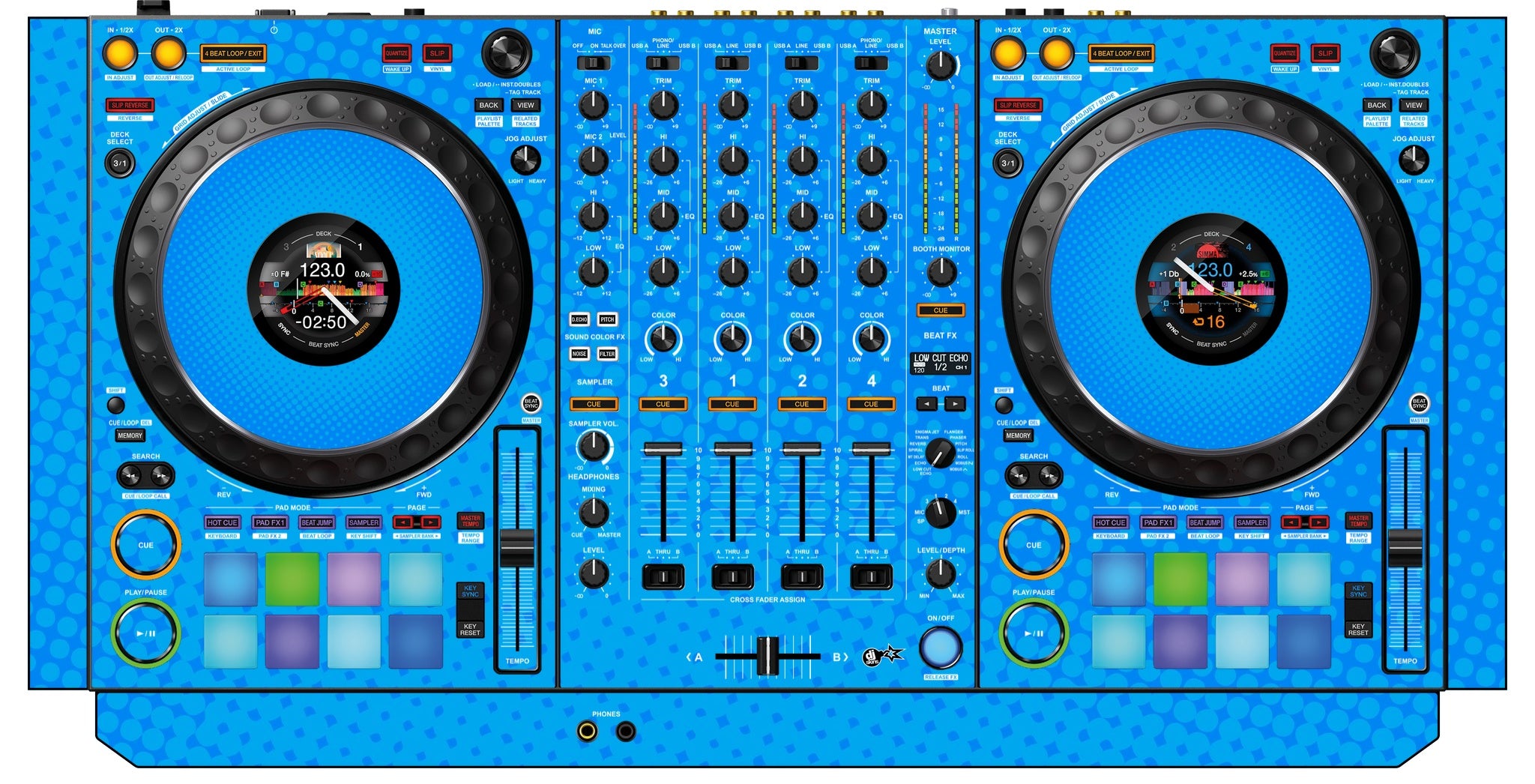 Pioneer DJ DDJ 1000 Skin Gradienter Blue Light