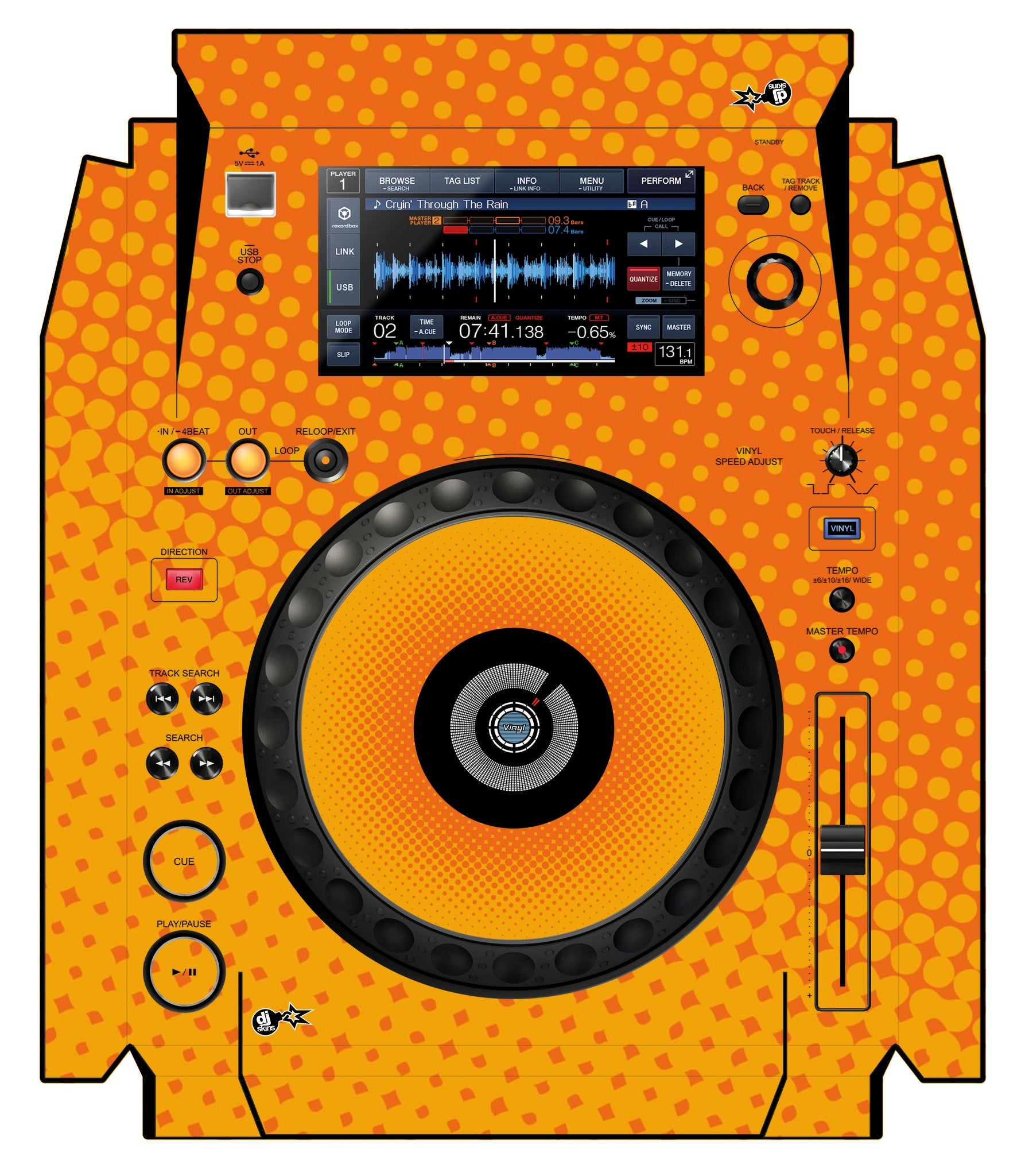 Pioneer DJ XDJ 1000 Skin Gradienter Orange