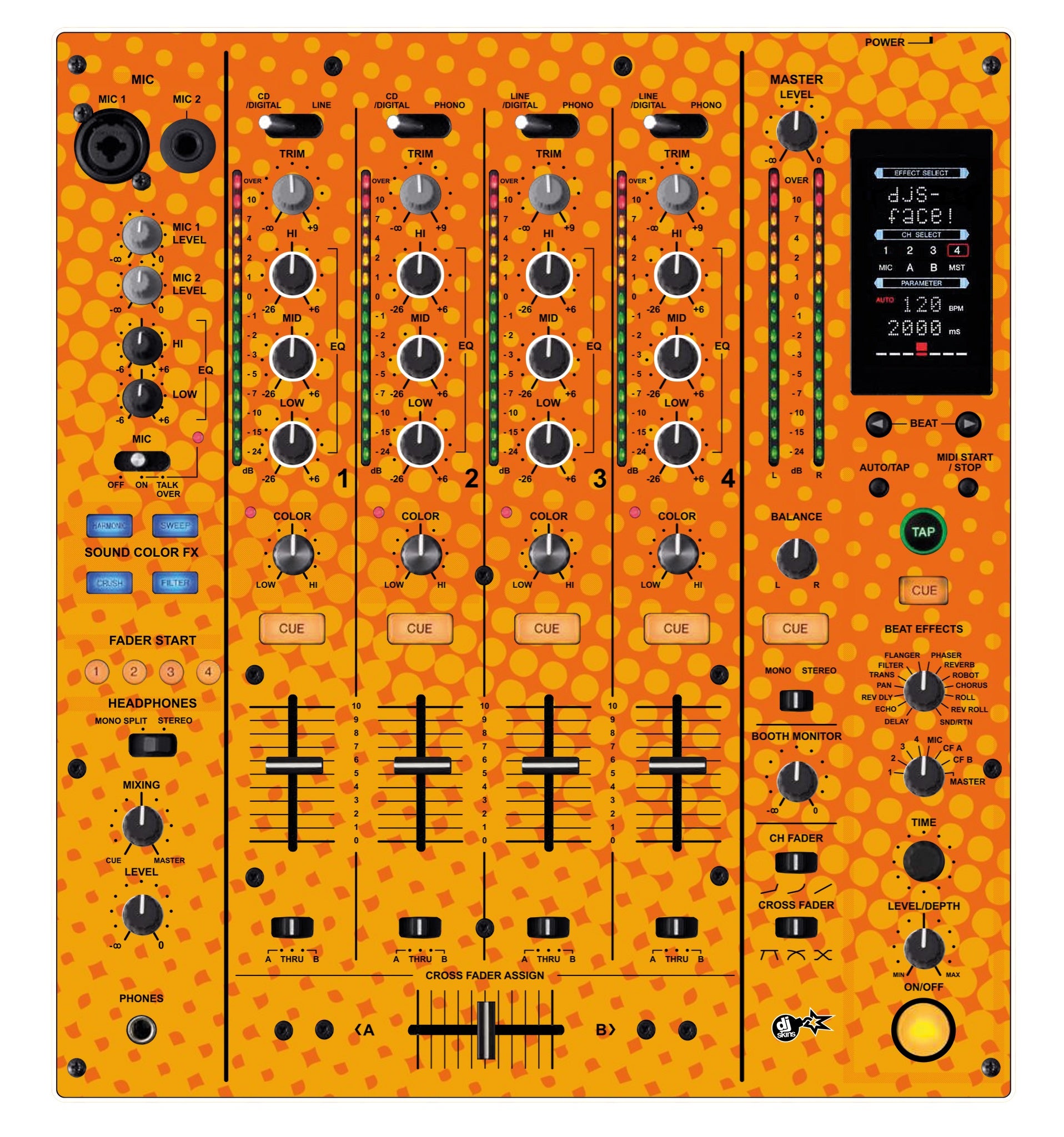 Pioneer DJ DJM 800 Skin Gradienter Orange