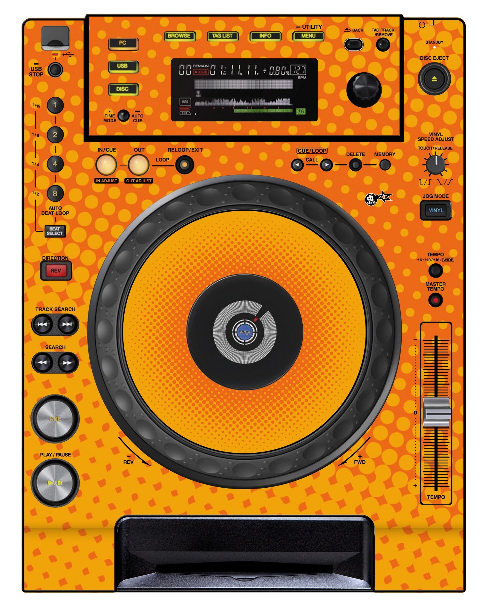 Pioneer DJ CDJ 850 Skin Gradienter Orange
