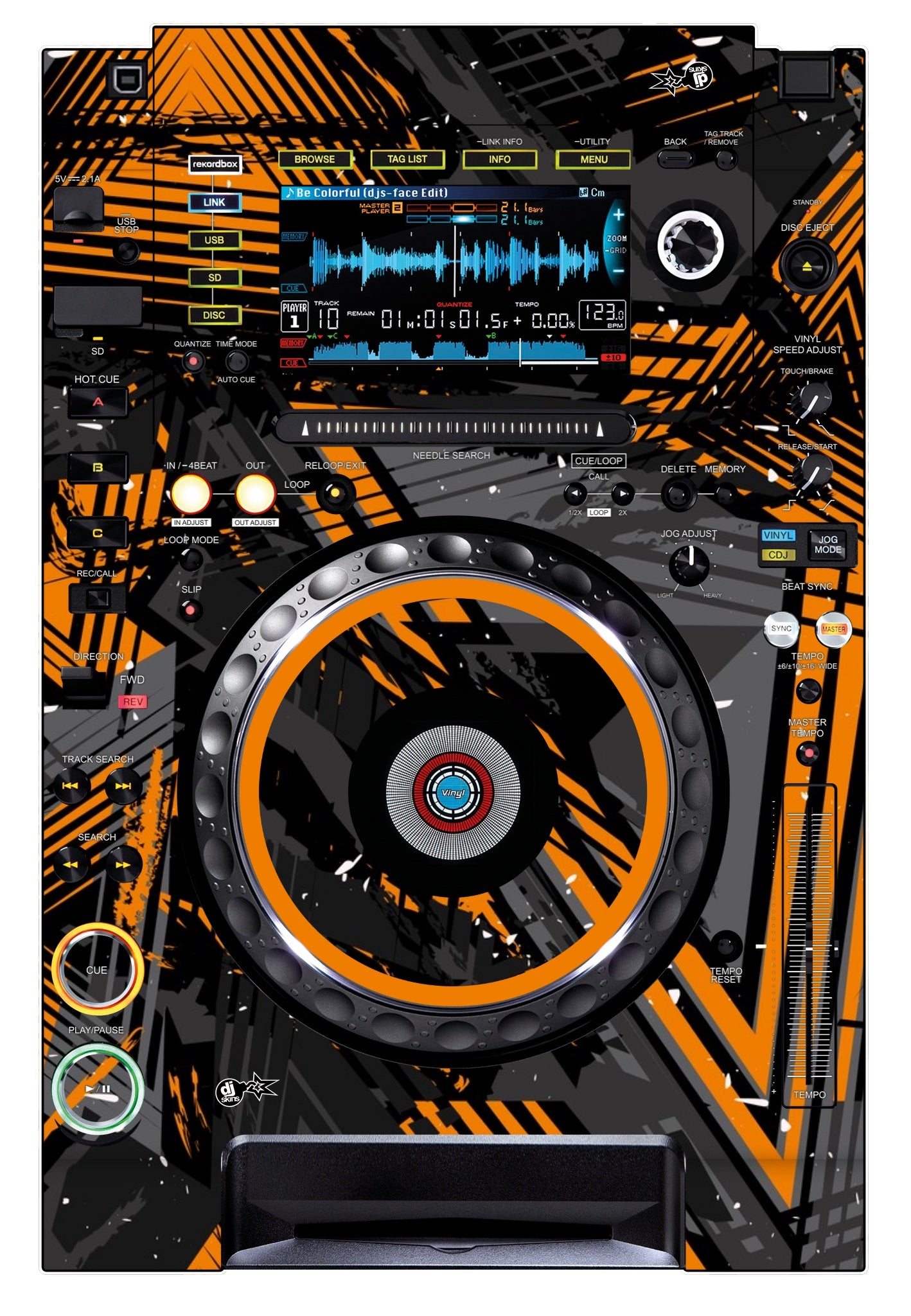 Pioneer DJ CDJ 2000 NEXUS Skin Ridge Orange