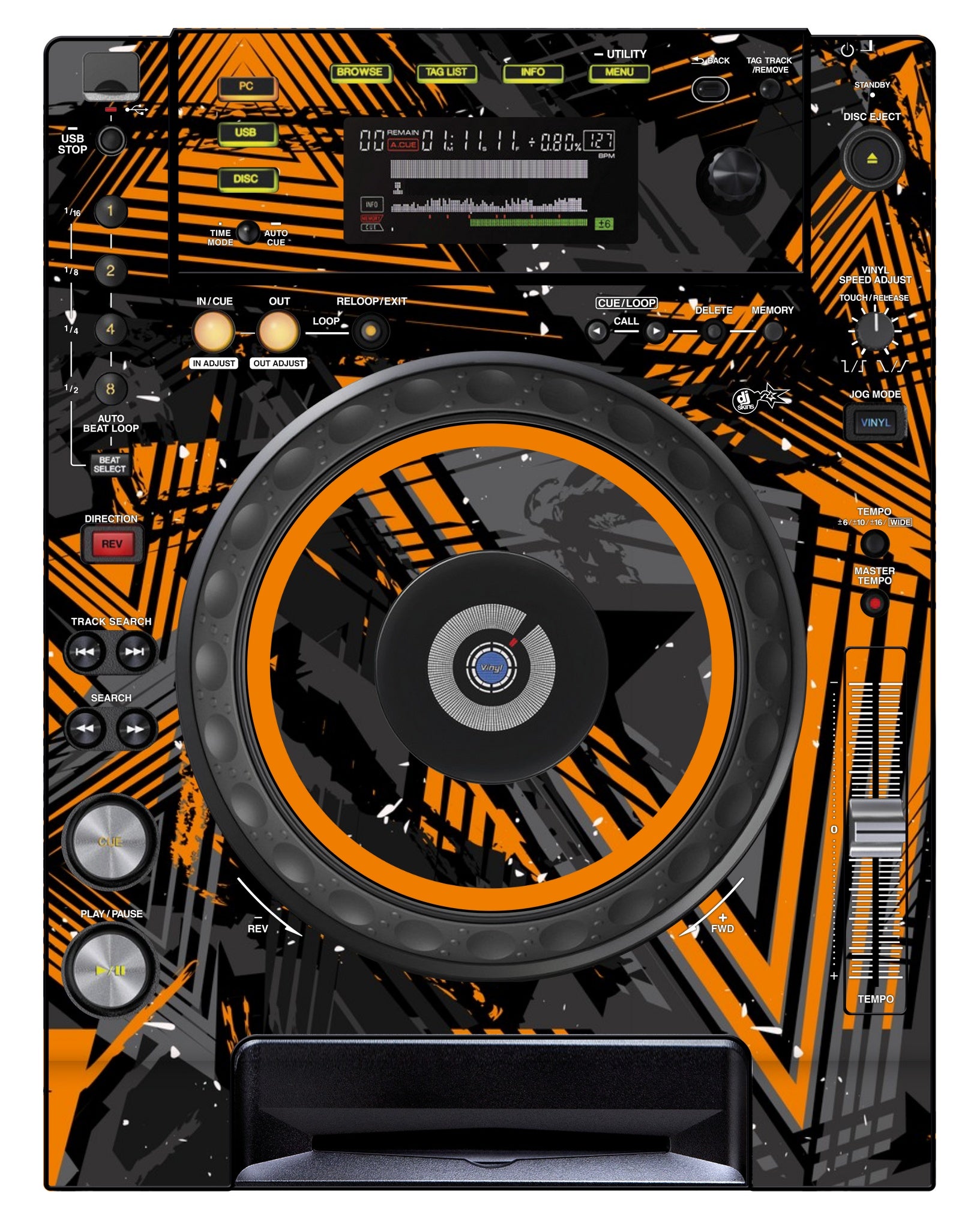 Pioneer DJ CDJ 850 Skin Ridge Orange