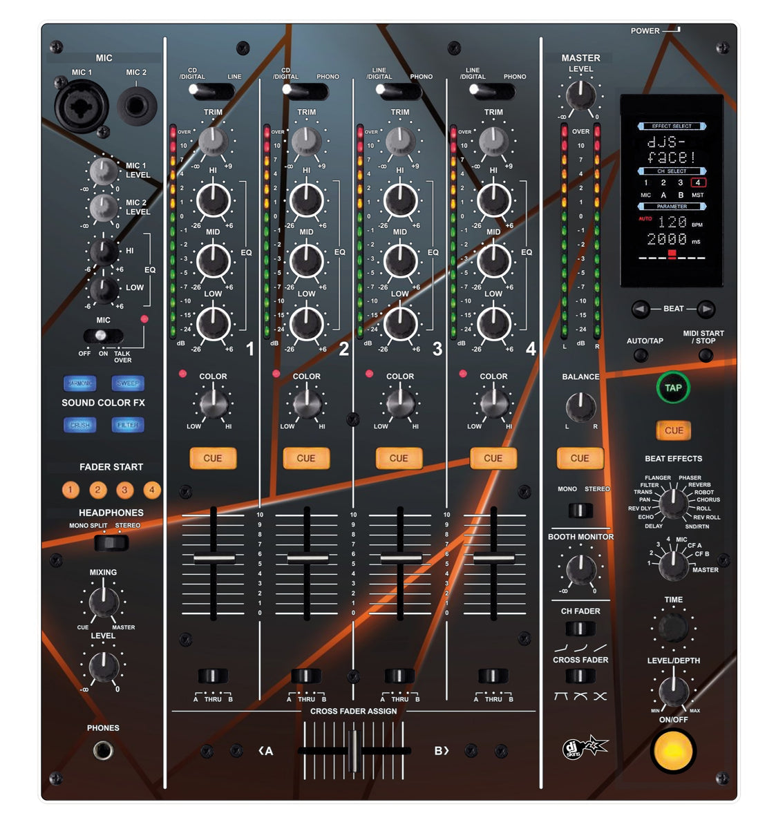 DJ Skins® Pioneer DJ DJM 800 Skin Rifter Orange