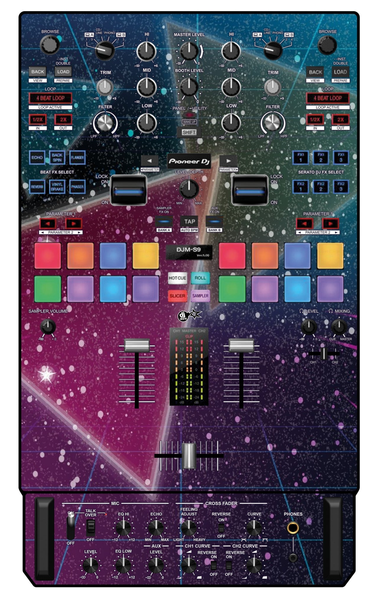 Pioneer DJ DJM S9 Skin 80s Synth