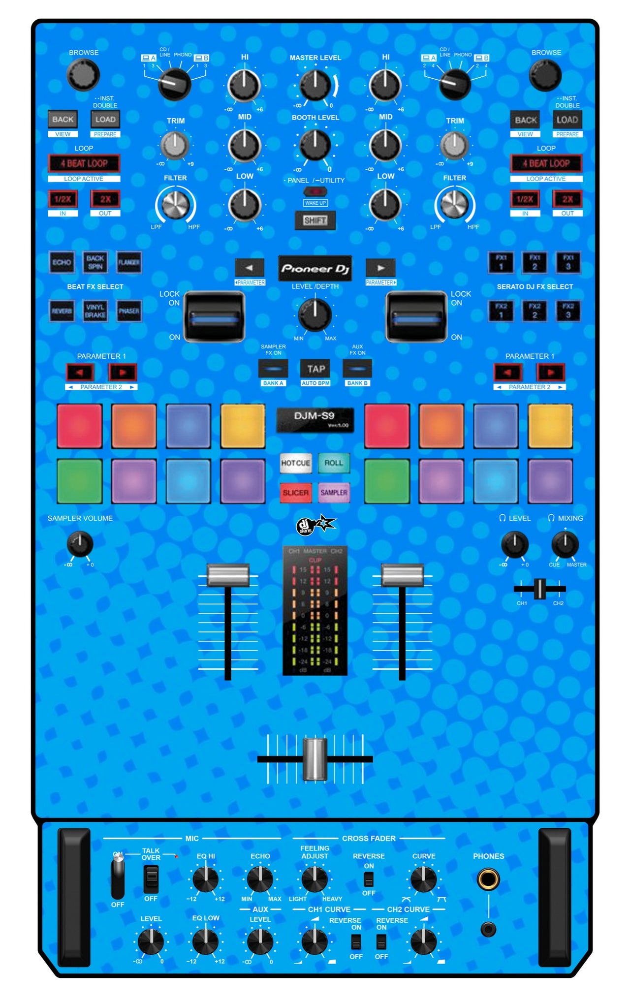 Pioneer DJ DJM S9 Skin Gradienter Blue Light