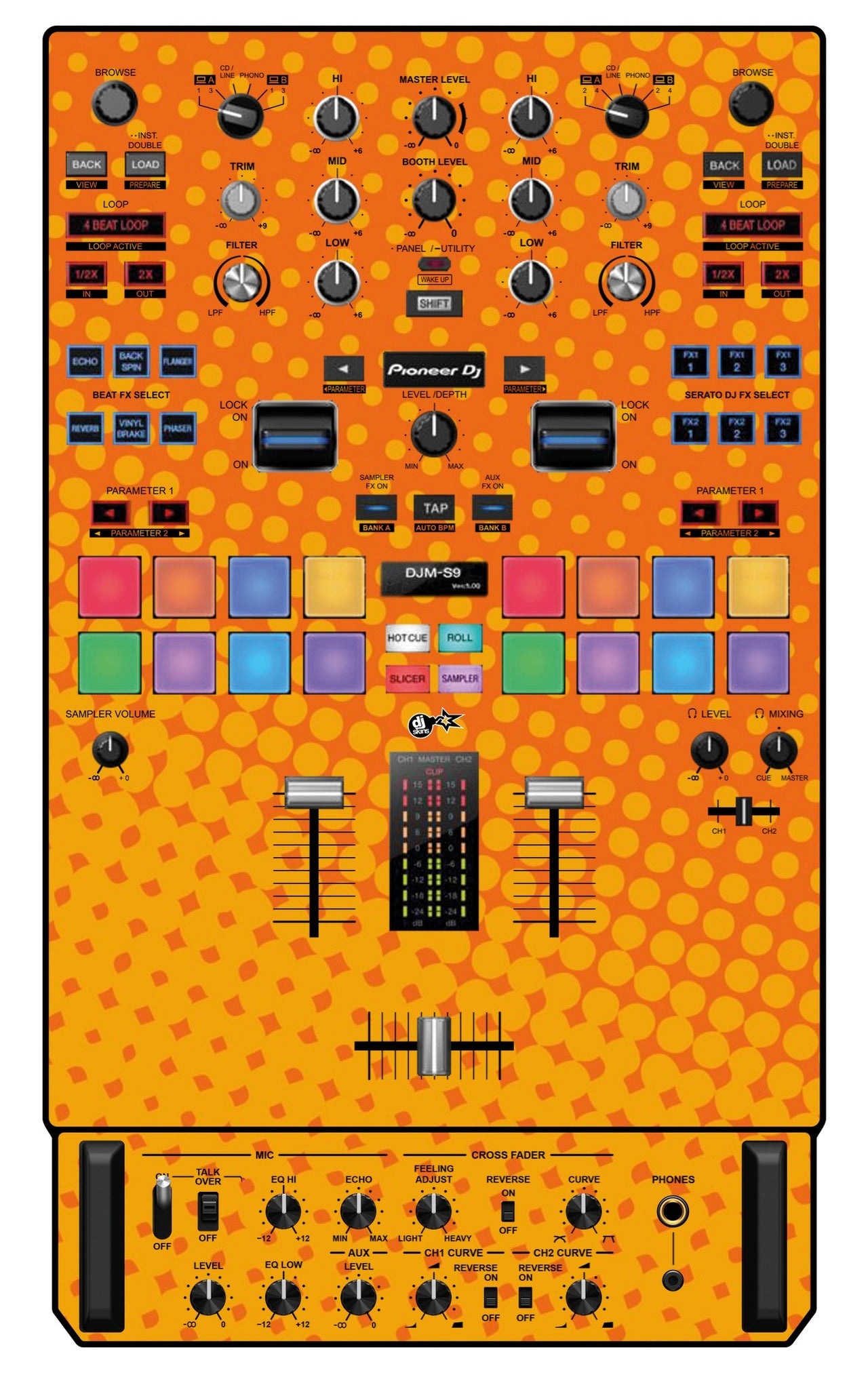 Pioneer DJ DJM S9 Skin Gradienter Orange