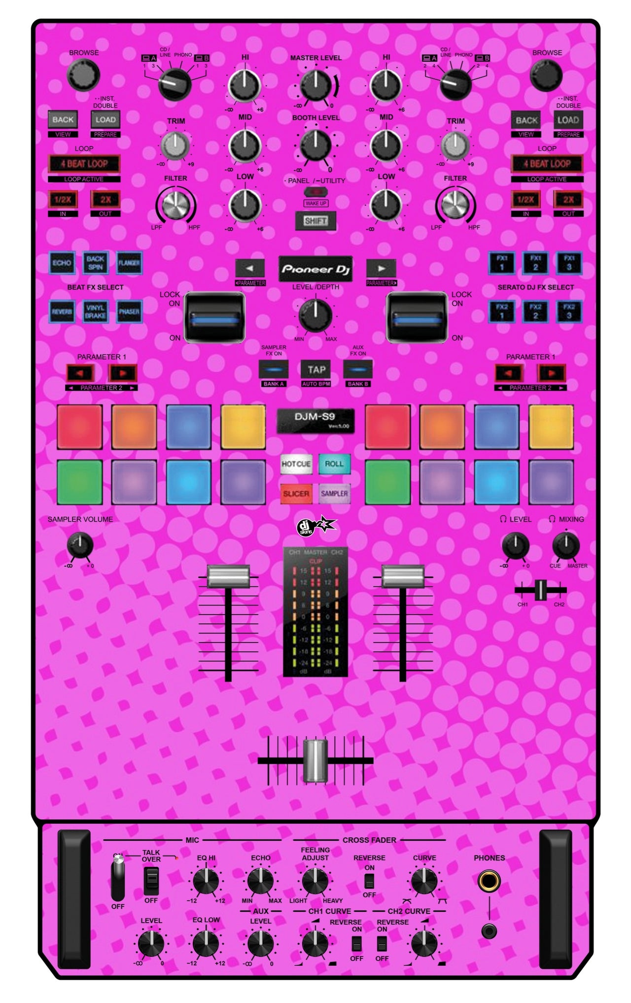 Pioneer DJ DJM S9 Skin Gradienter Pink