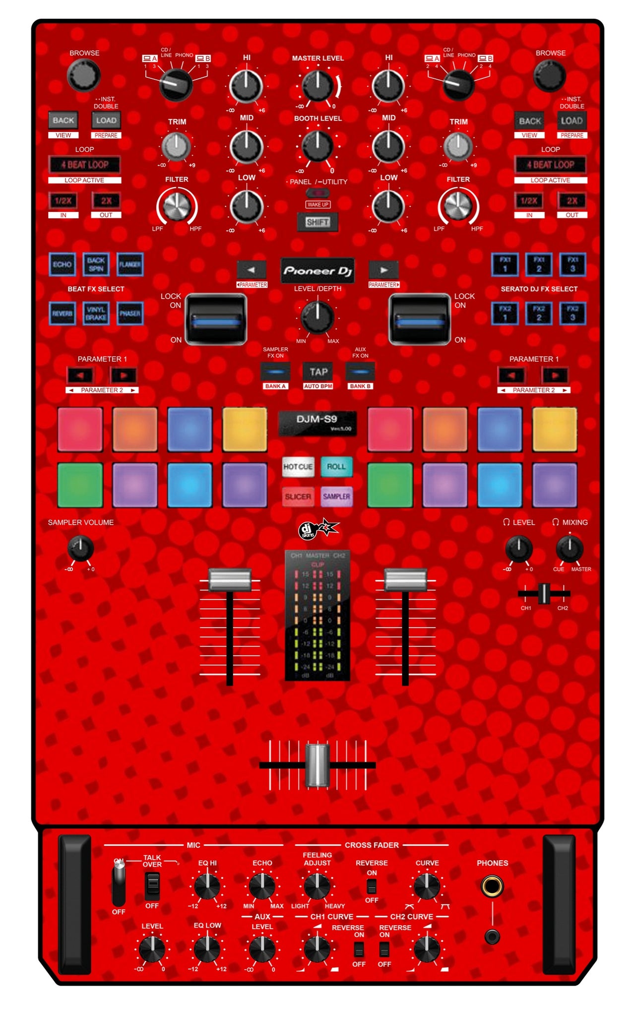 Pioneer DJ DJM S9 Skin Gradienter Red