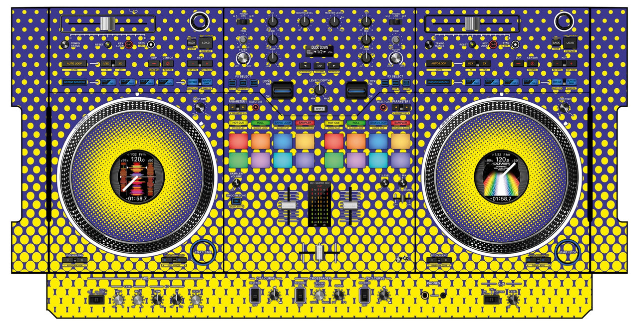 Pioneer DJ DDJ REV 7 Skin Gradienter Straight Lila / Gelb