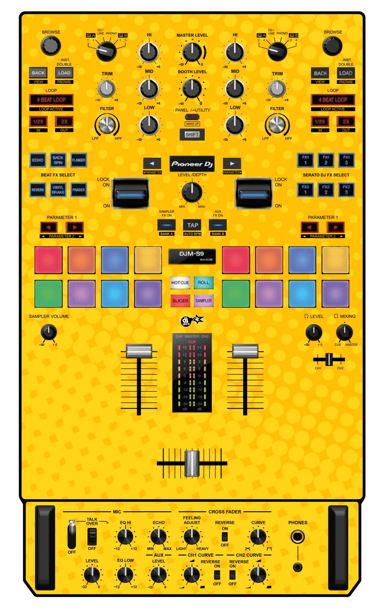 Pioneer DJ DJM S9 Skin Gradienter Yellow