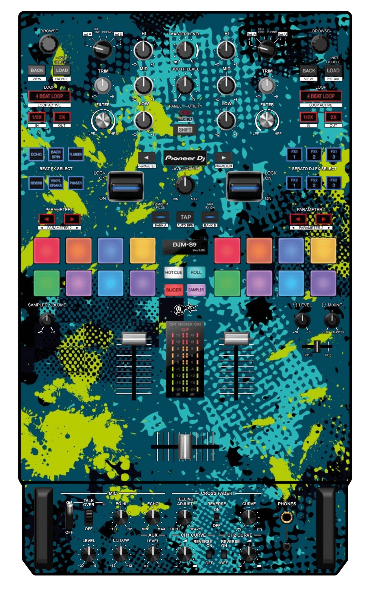 Pioneer DJ DJM S9 Skin Conflict Green