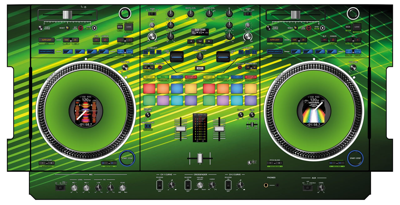 Pioneer DJ DDJ REV 7 Skin Green Lazer