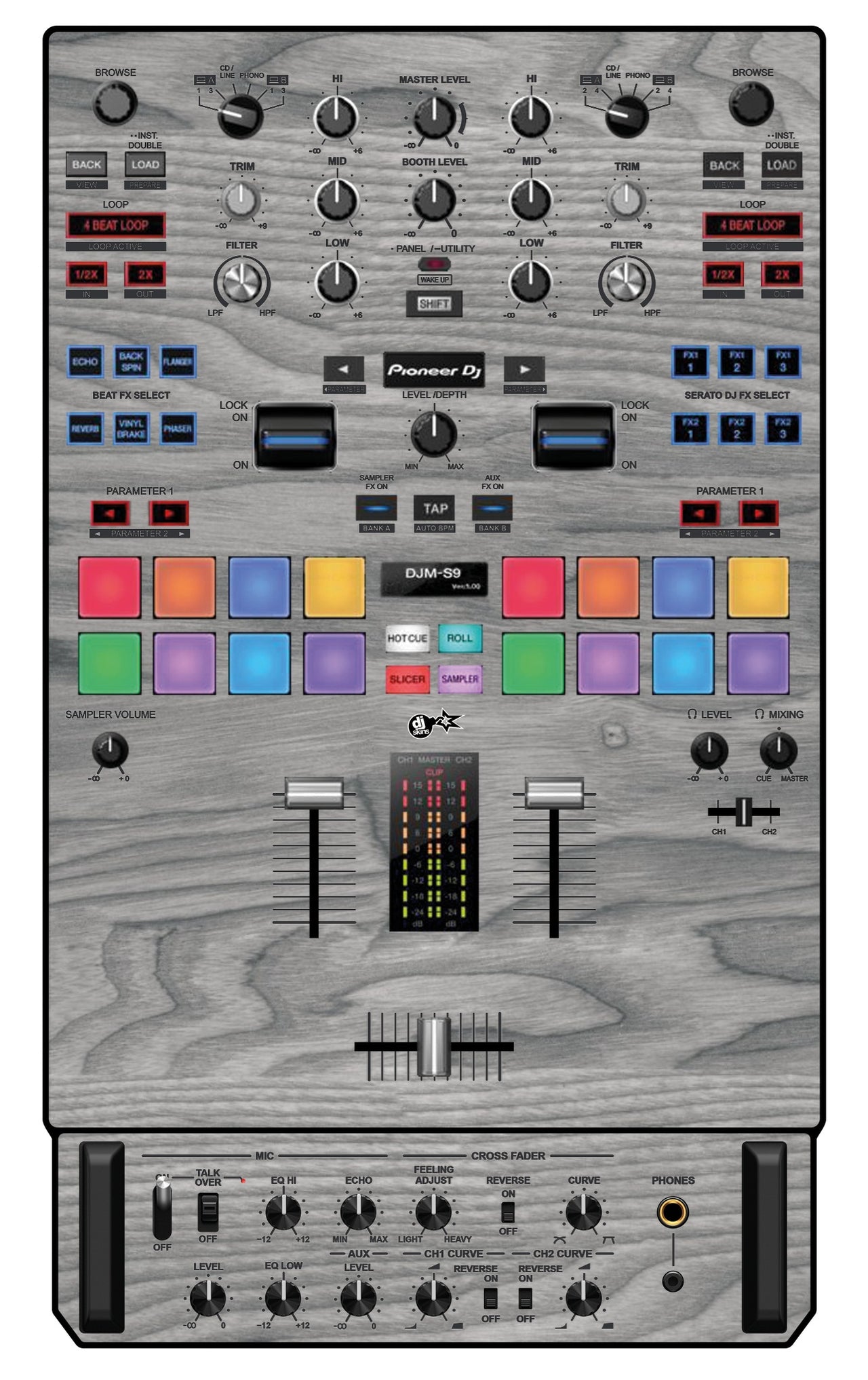 Pioneer DJ DJM S9 Skin Wood Grey