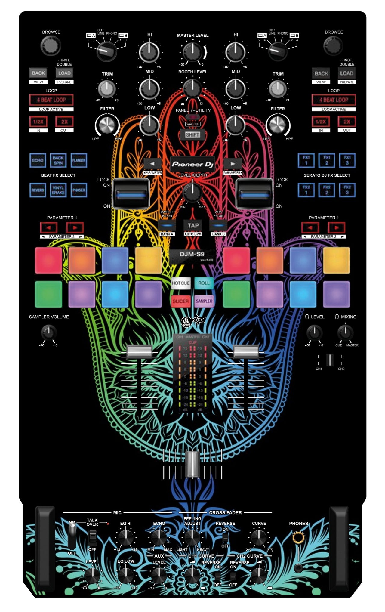 Pioneer DJ DJM S9 Skin Henna Rainbow