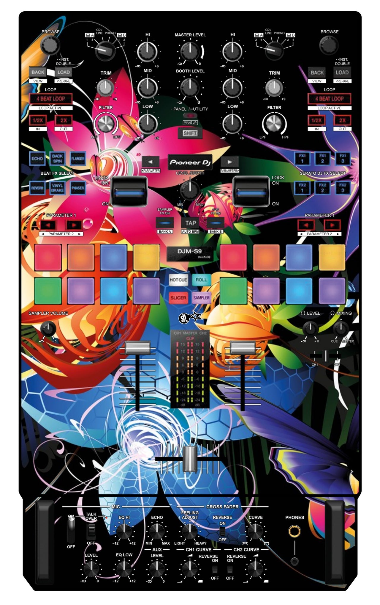 Pioneer DJ DJM S9 Skin Lotus Garden