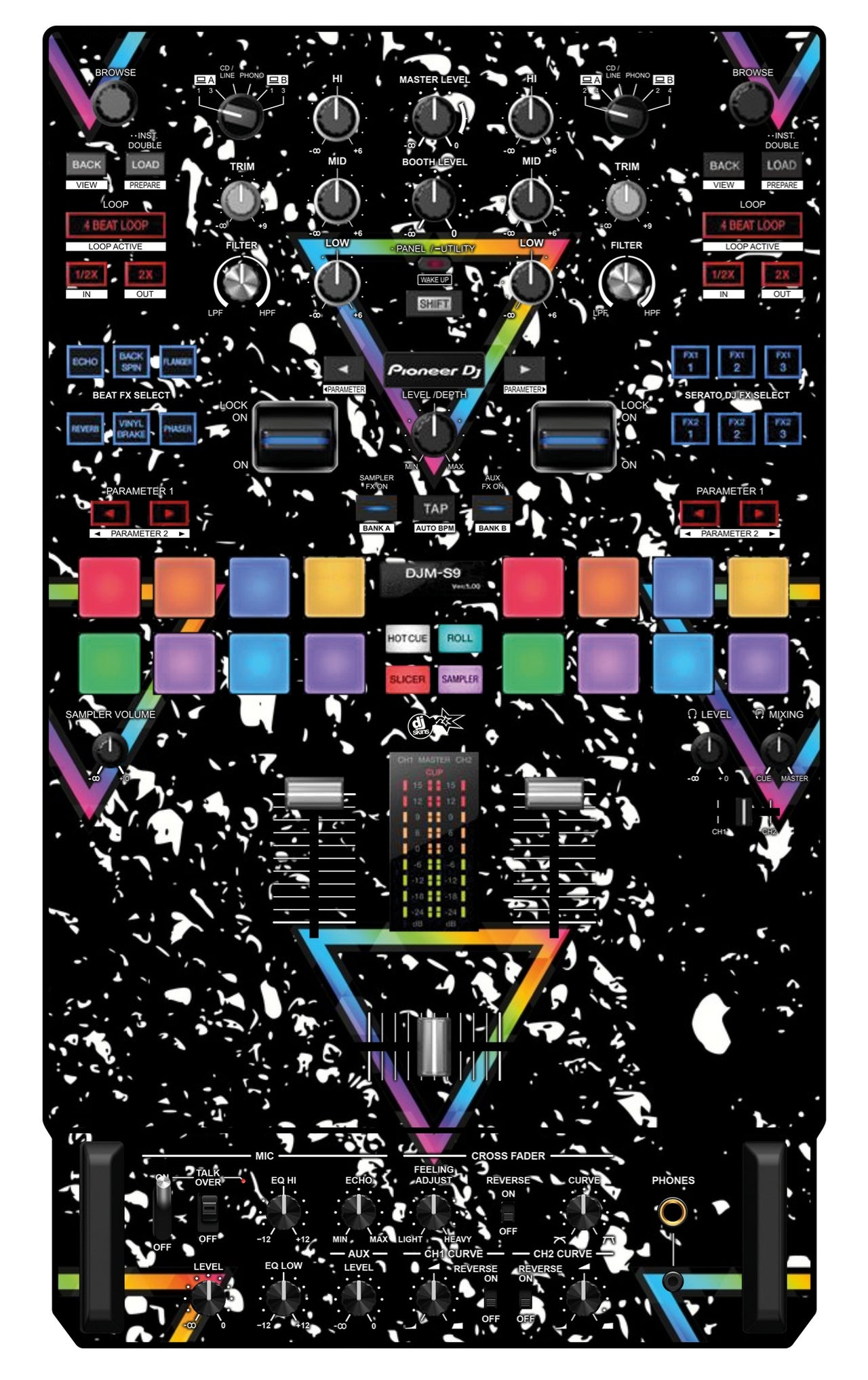 Pioneer DJ DJM S9 Skin Minimal Rainbow