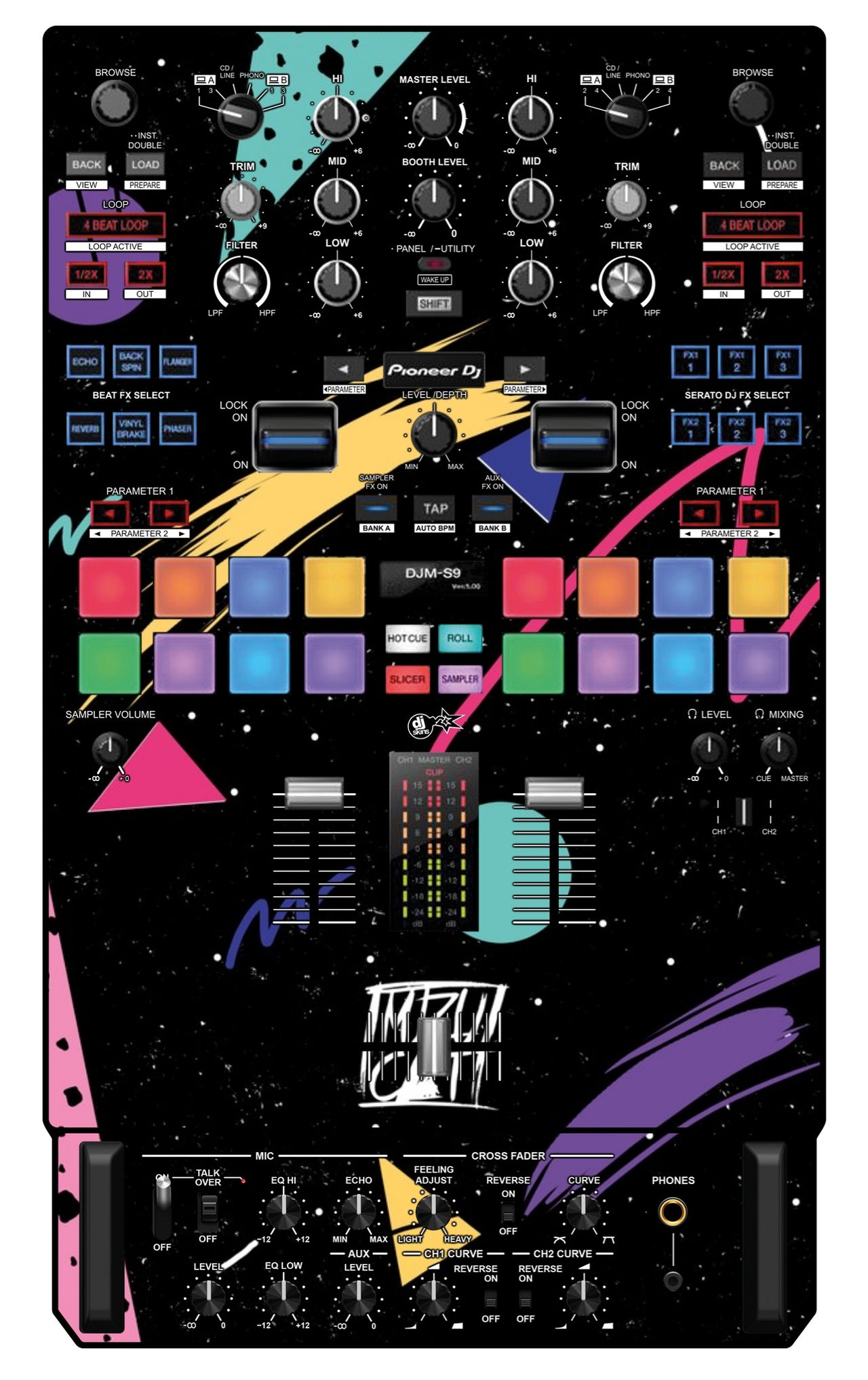 Pioneer DJ DJM S9 Skin Mizucat Black
