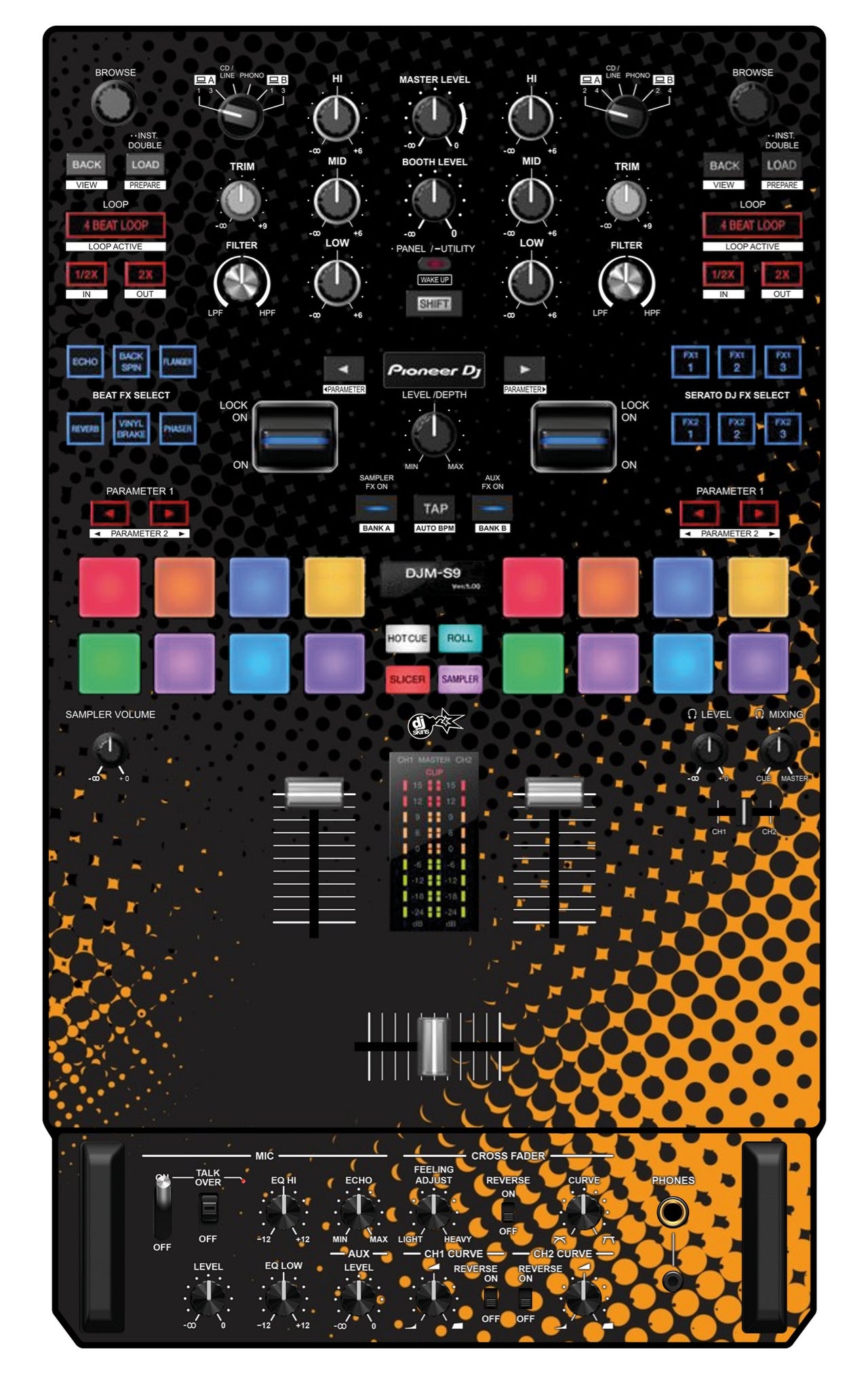 Pioneer DJ DJM S9 Skin Orange Dot