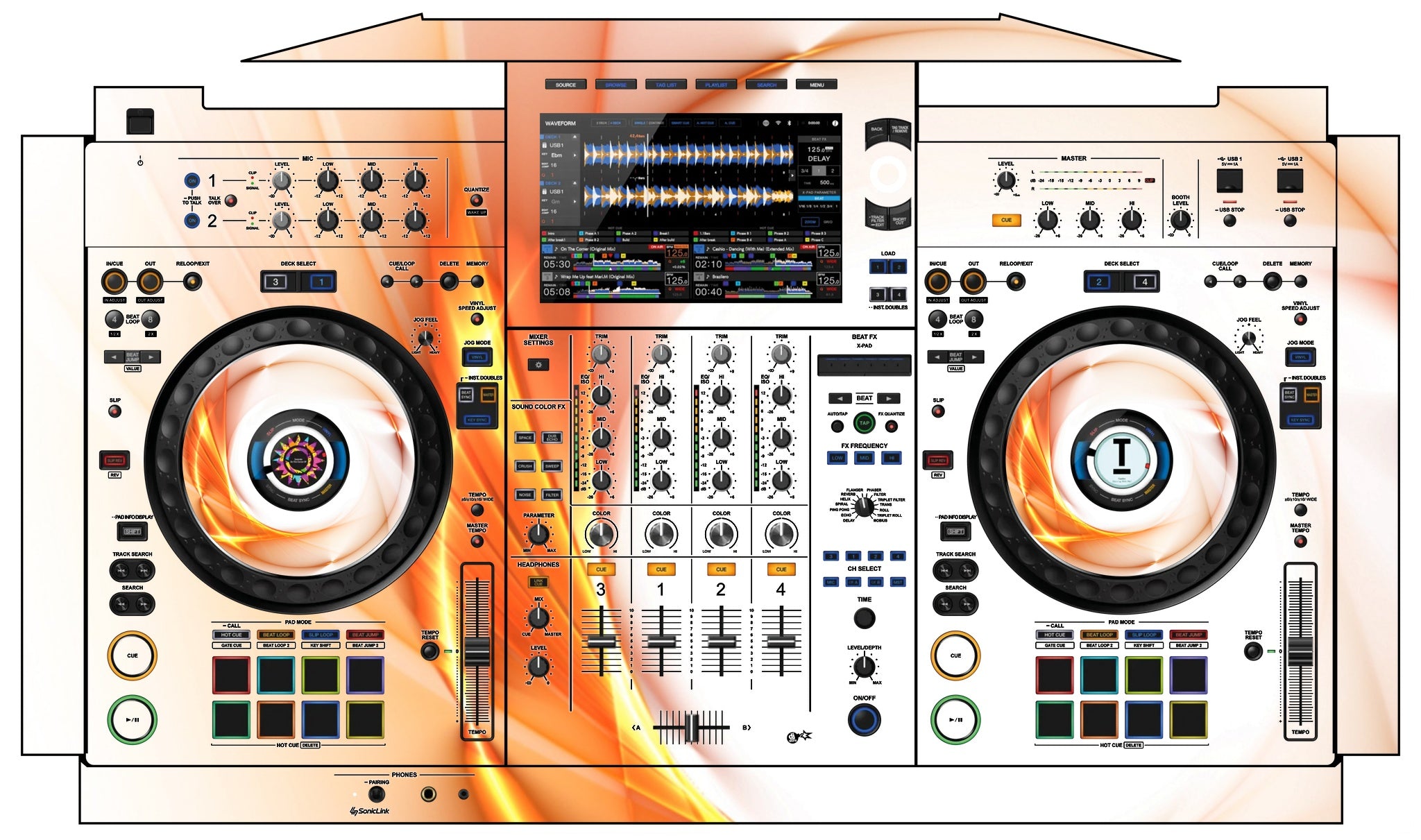 AlphaTheta XDJ AZ Skin Orange Swirl