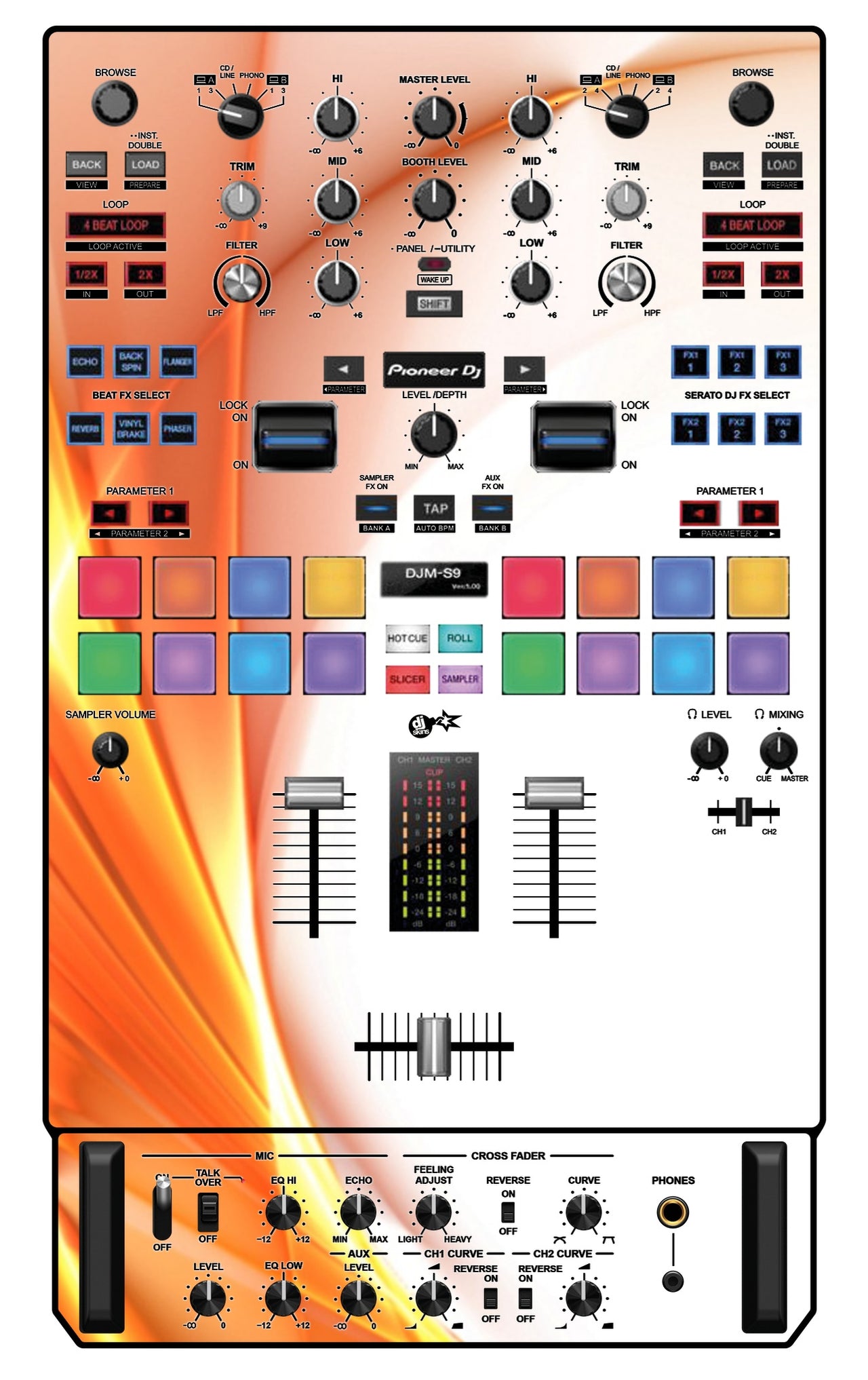 Pioneer DJ DJM S9 Skin Orange Swirl