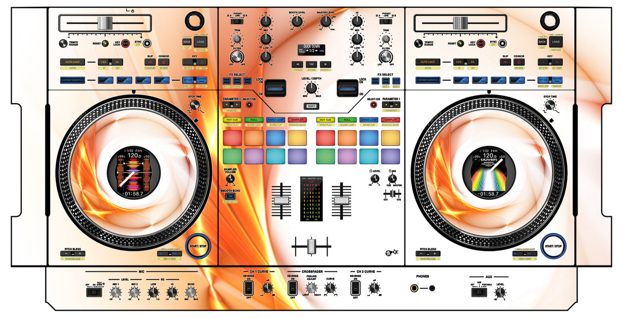 Pioneer DJ DDJ REV 7 Skin Orange Swirl