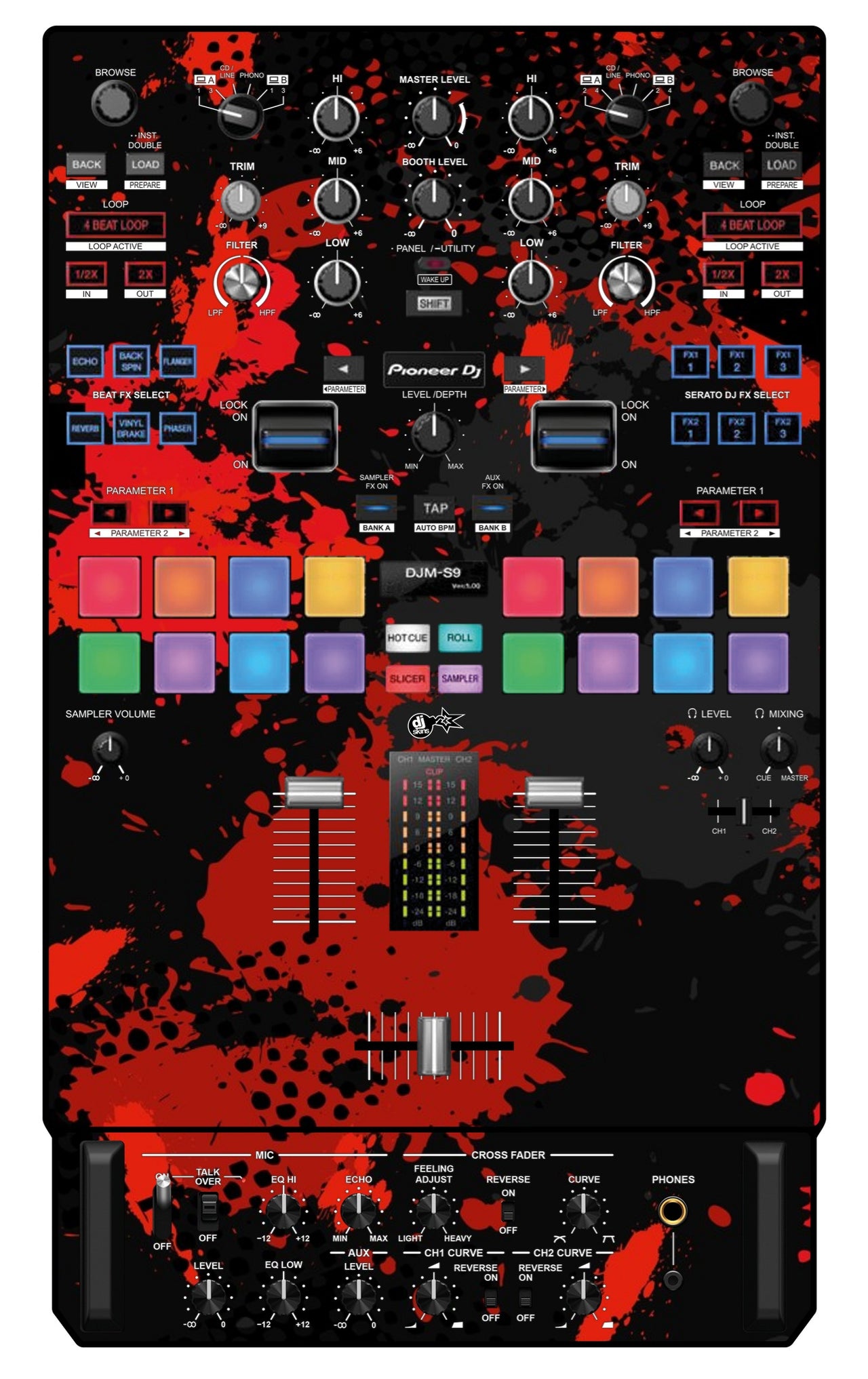 Pioneer DJ DJM S9 Skin Conflict Red