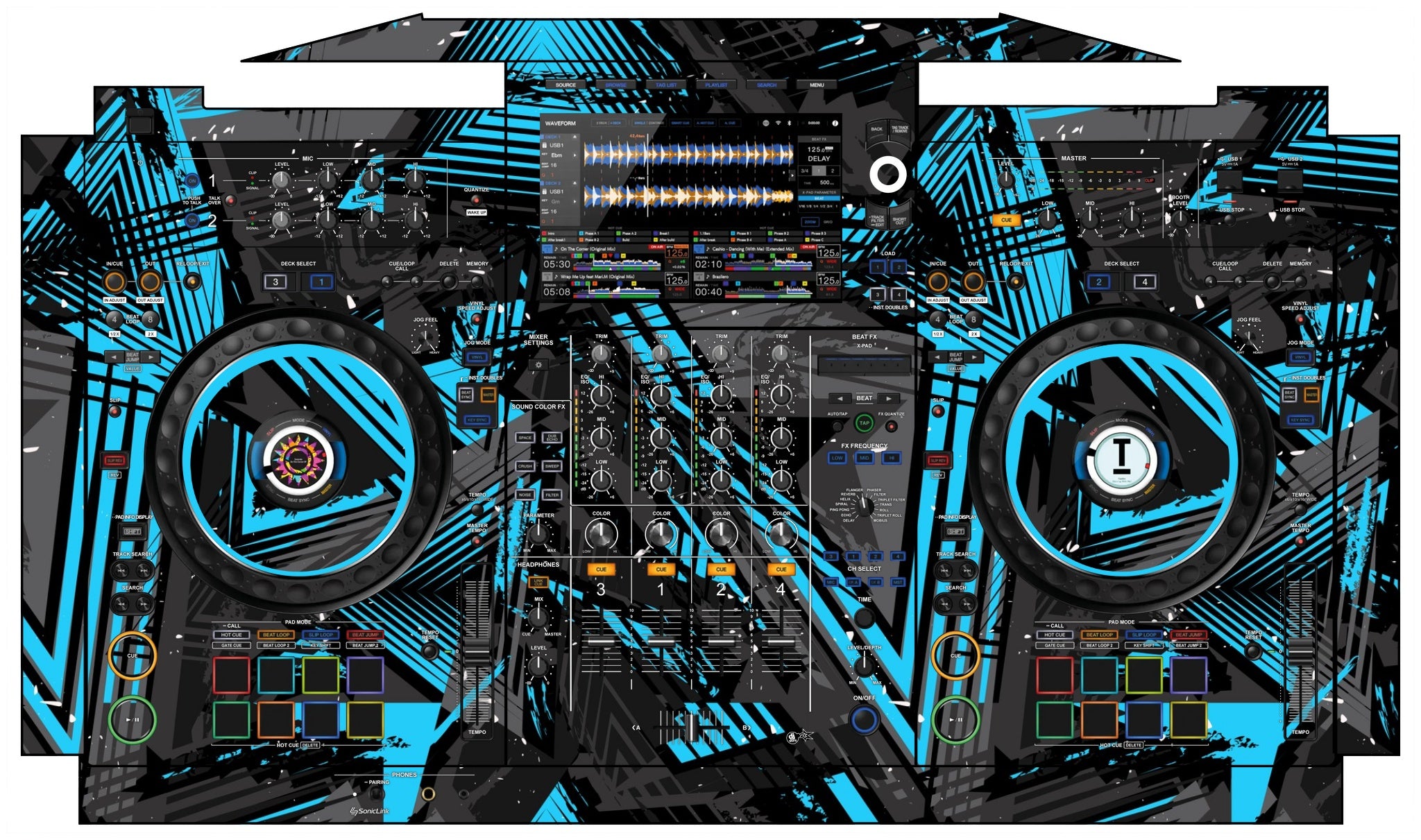 AlphaTheta XDJ AZ Skin Ridge Blue Light