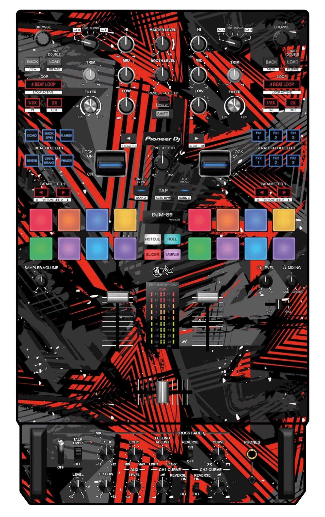 Pioneer DJ DJM S9 Skin Ridge Red
