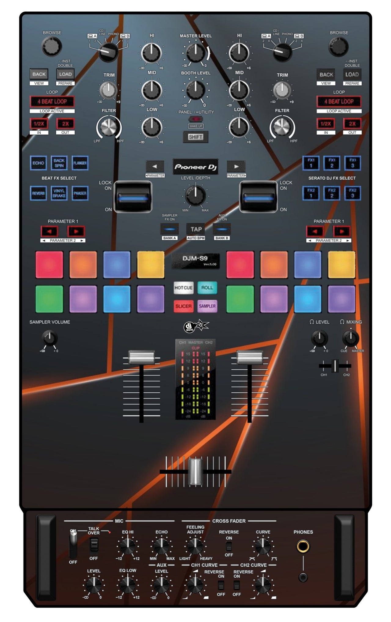 Pioneer DJ DJM S9 Skin Rifter Orange
