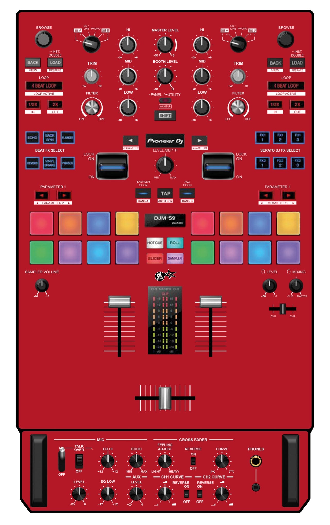 Pioneer DJ DJM S9 Skin Ruby Red
