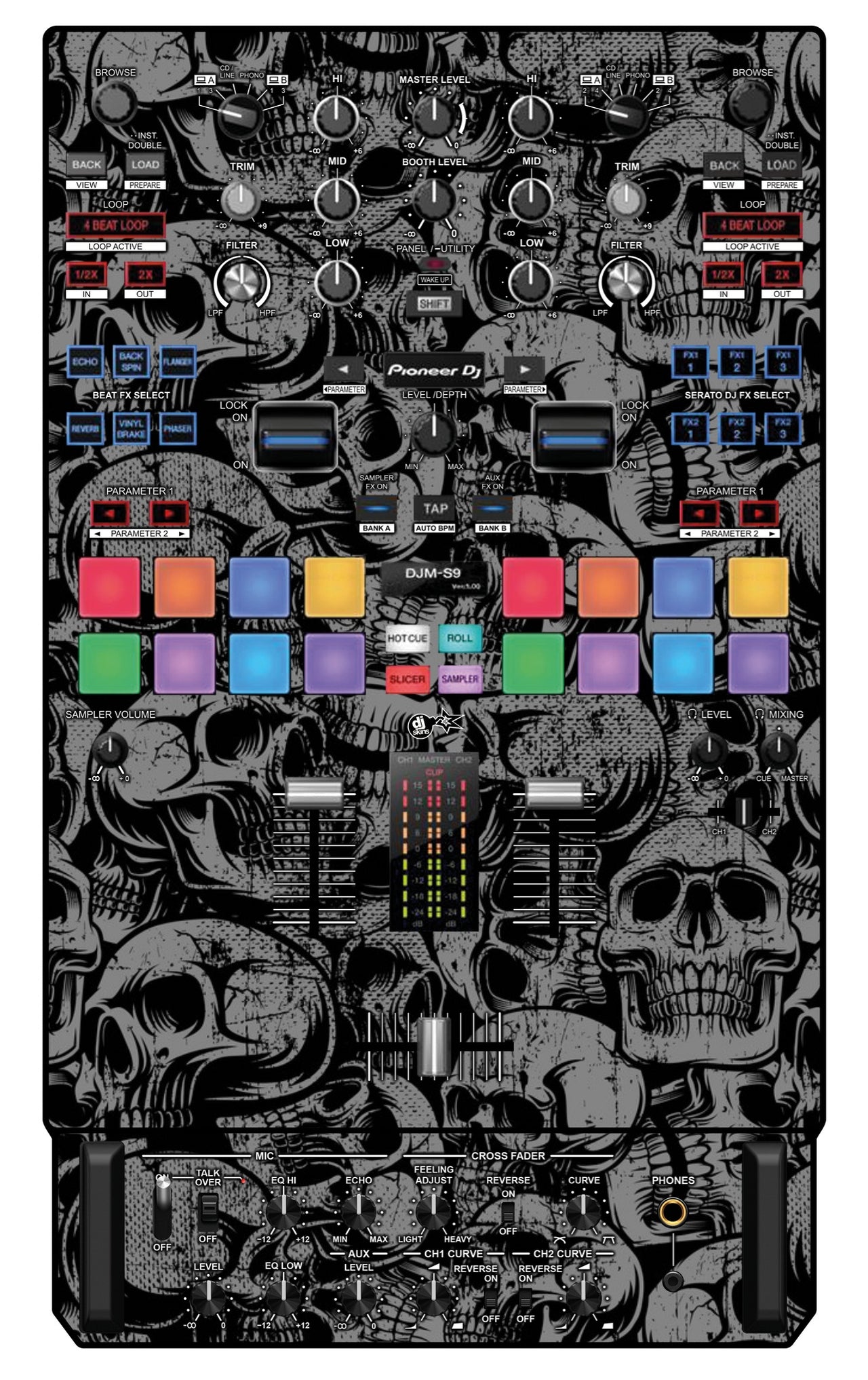 Pioneer DJ DJM S9 Skin Skull