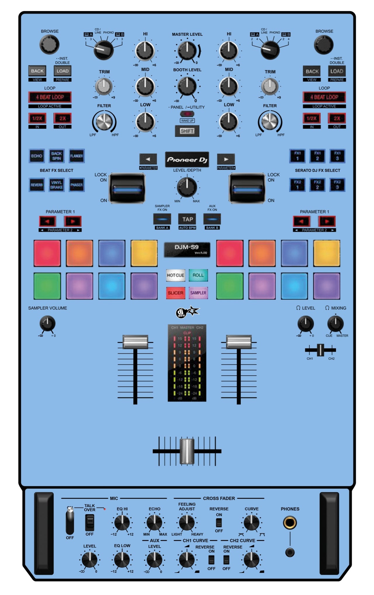 Pioneer DJ DJM S9 Skin Sky Blue