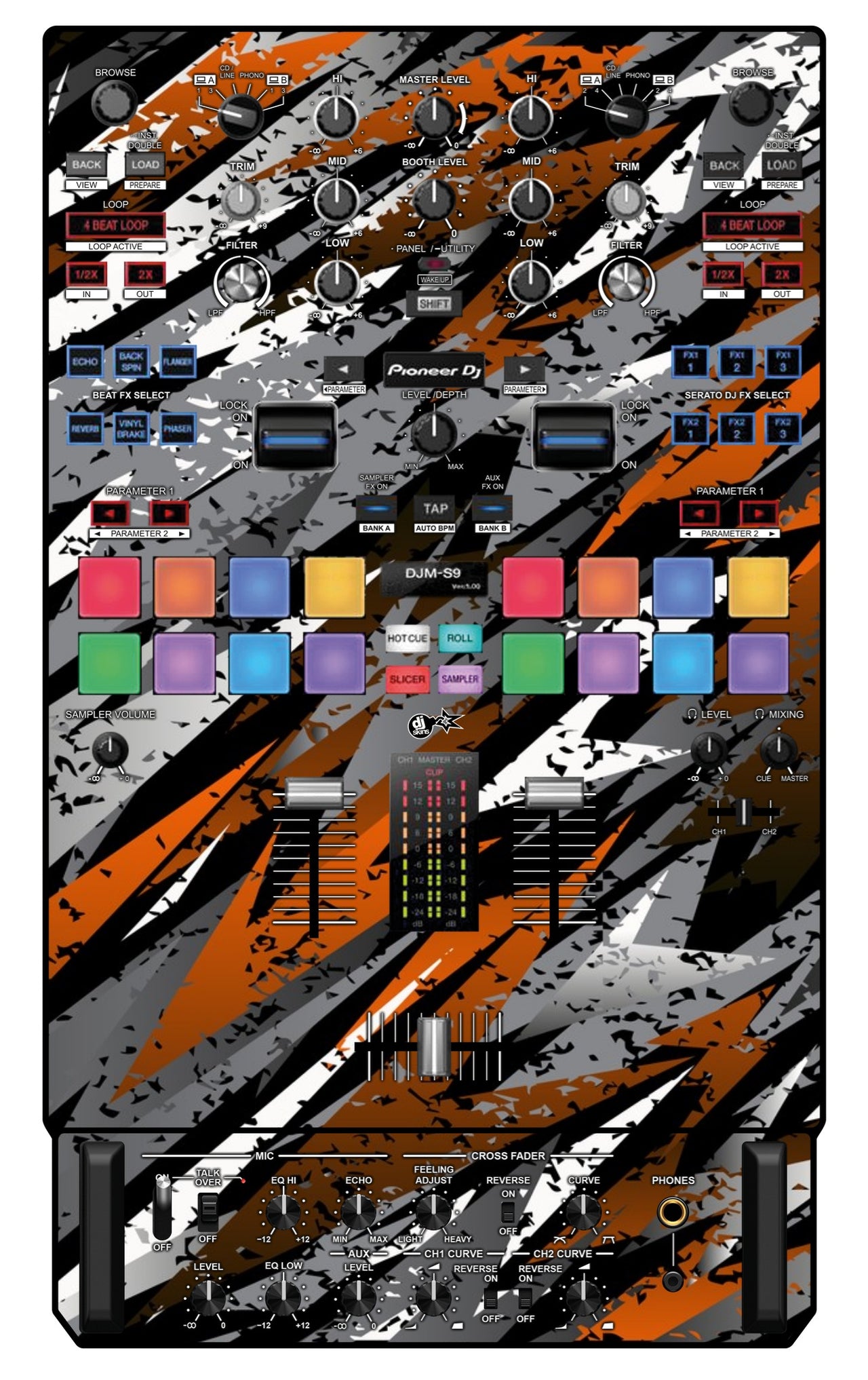 Pioneer DJ DJM S9 Skin Sparkasm Orange