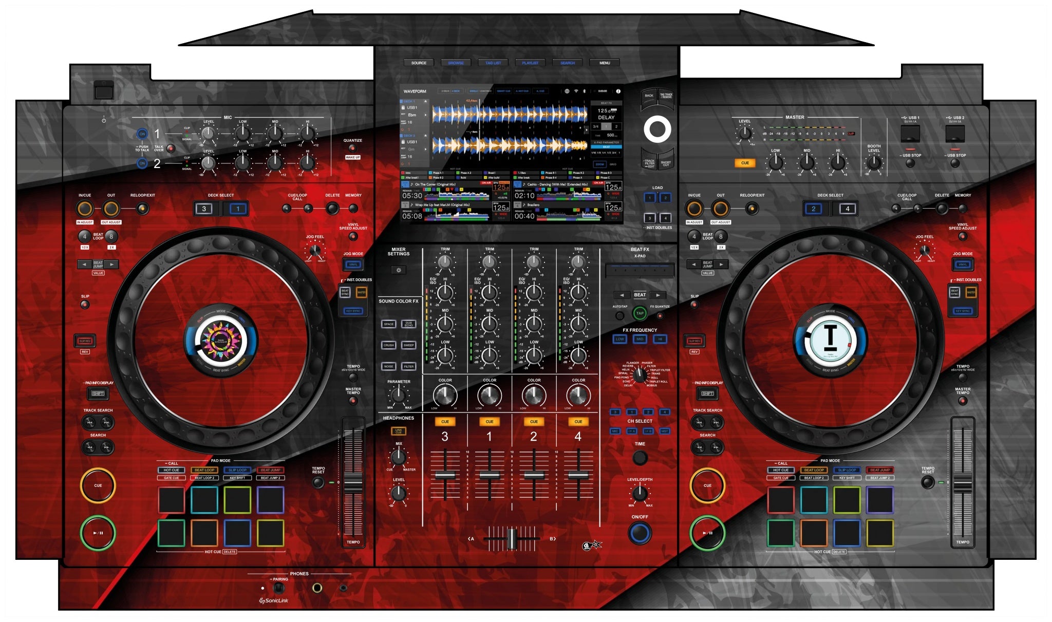 AlphaTheta XDJ AZ Skin Steelay Red