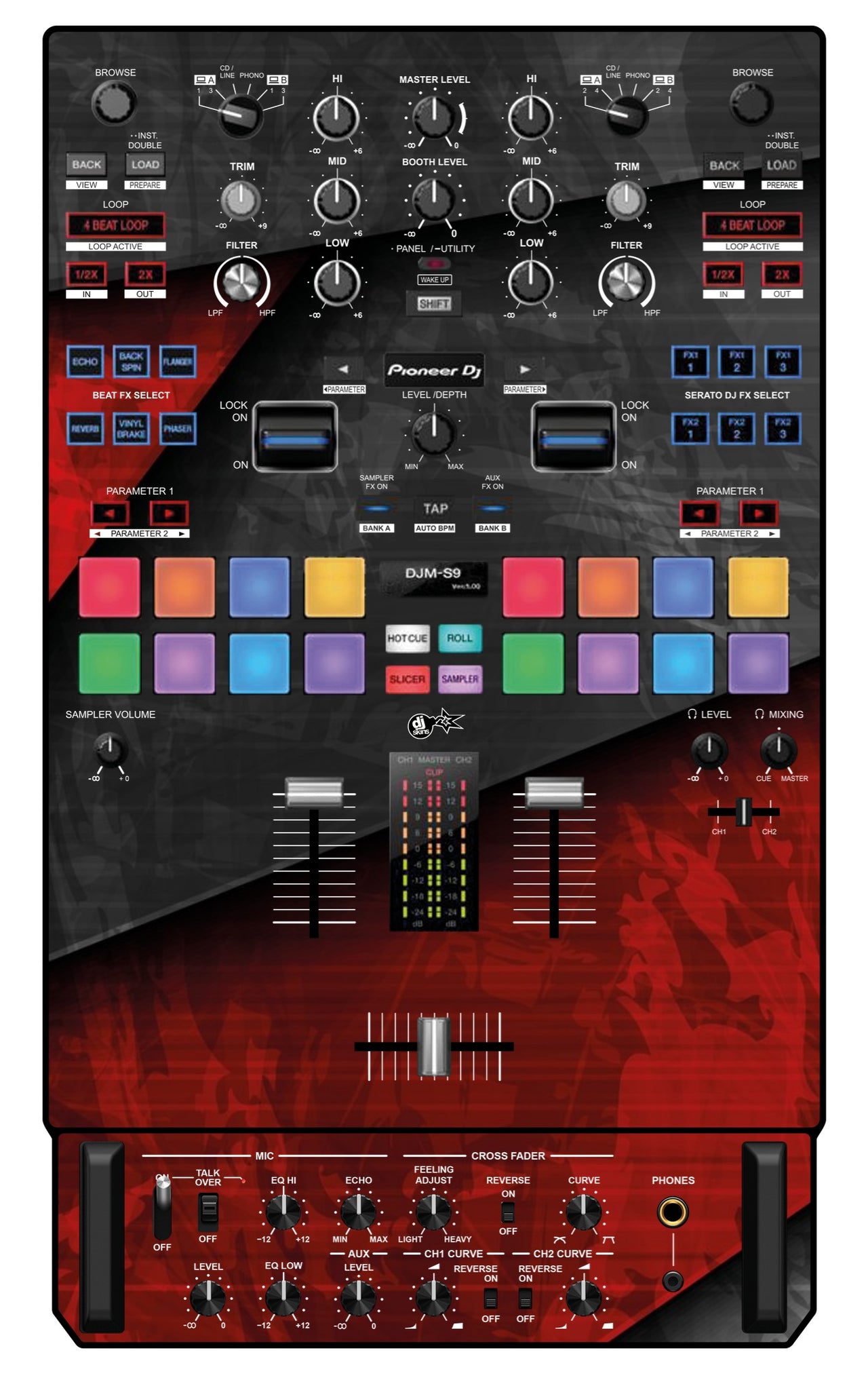 Pioneer DJ DJM S9 Skin Steelay Red