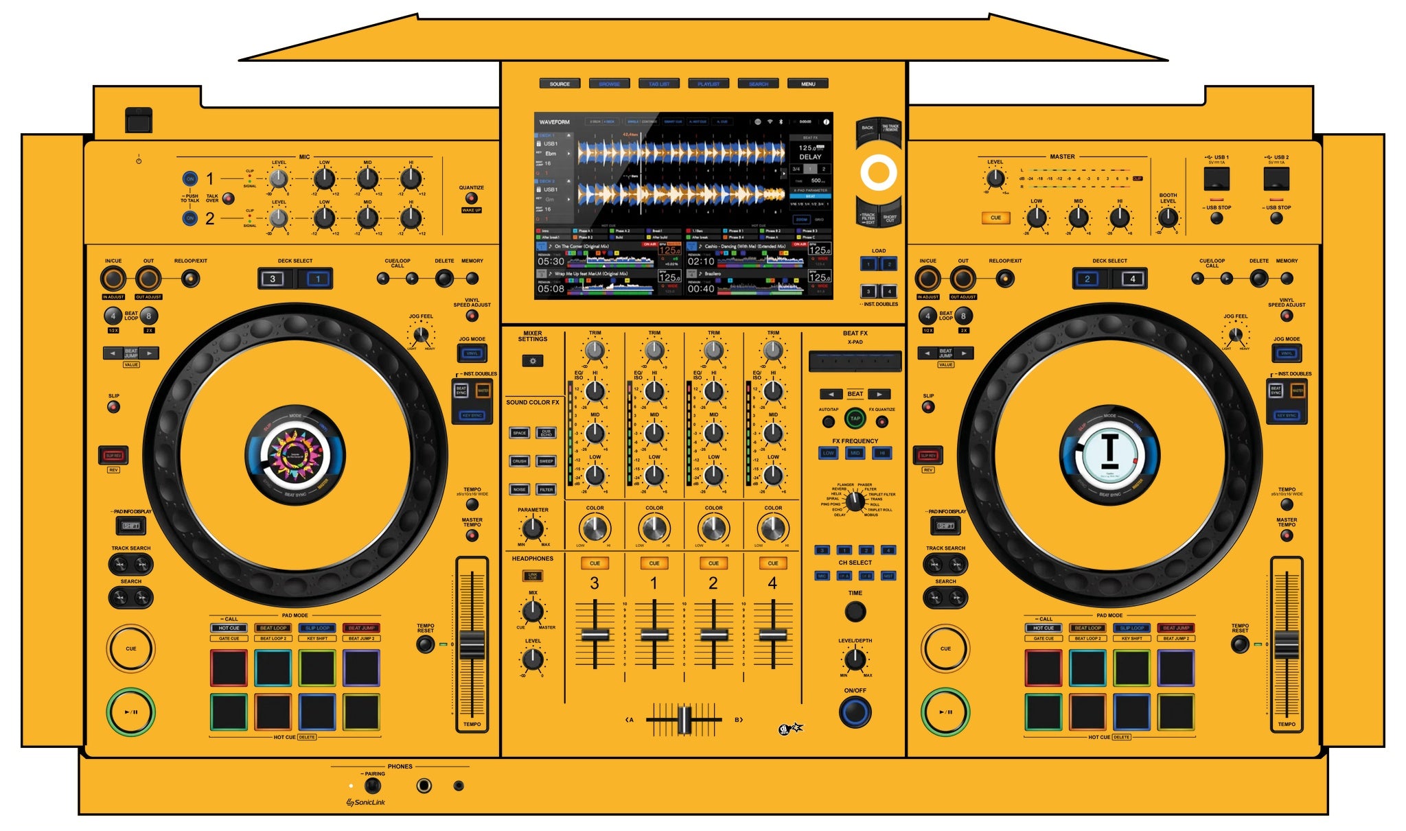 AlphaTheta XDJ AZ Skin Sunflower Yellow