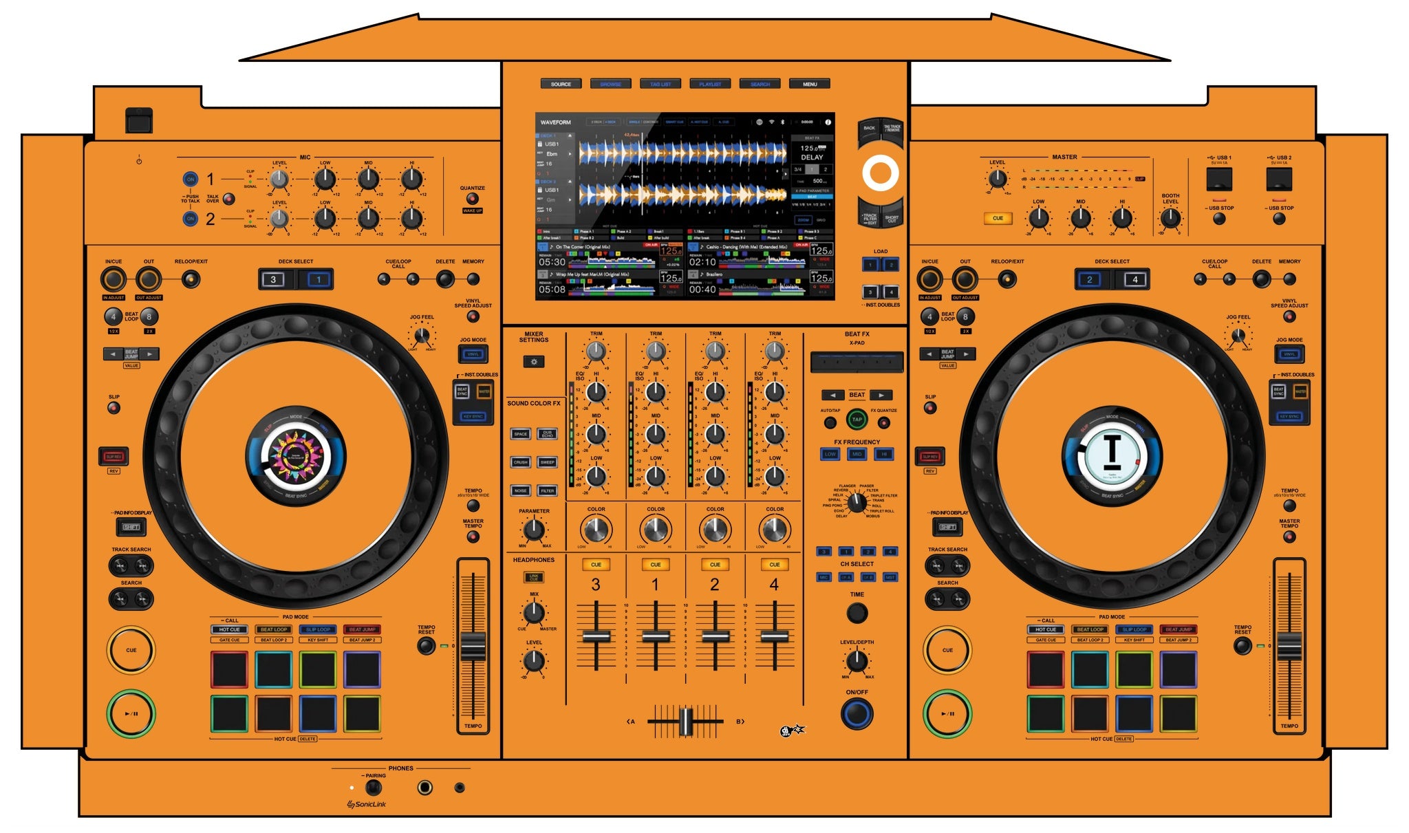 AlphaTheta XDJ AZ Skin Sunset Orange