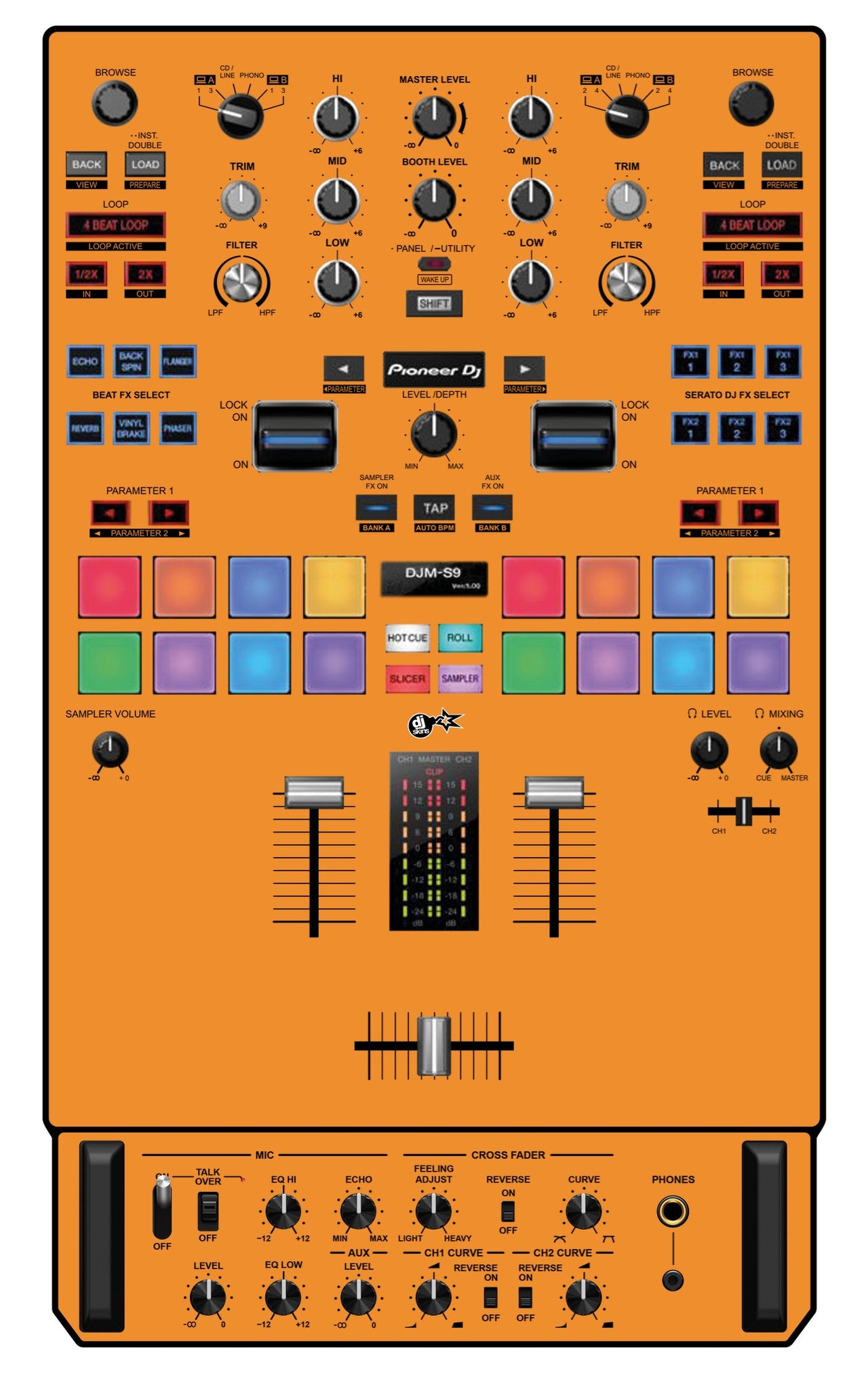 Pioneer DJ DJM S9 Skin Sunset Orange