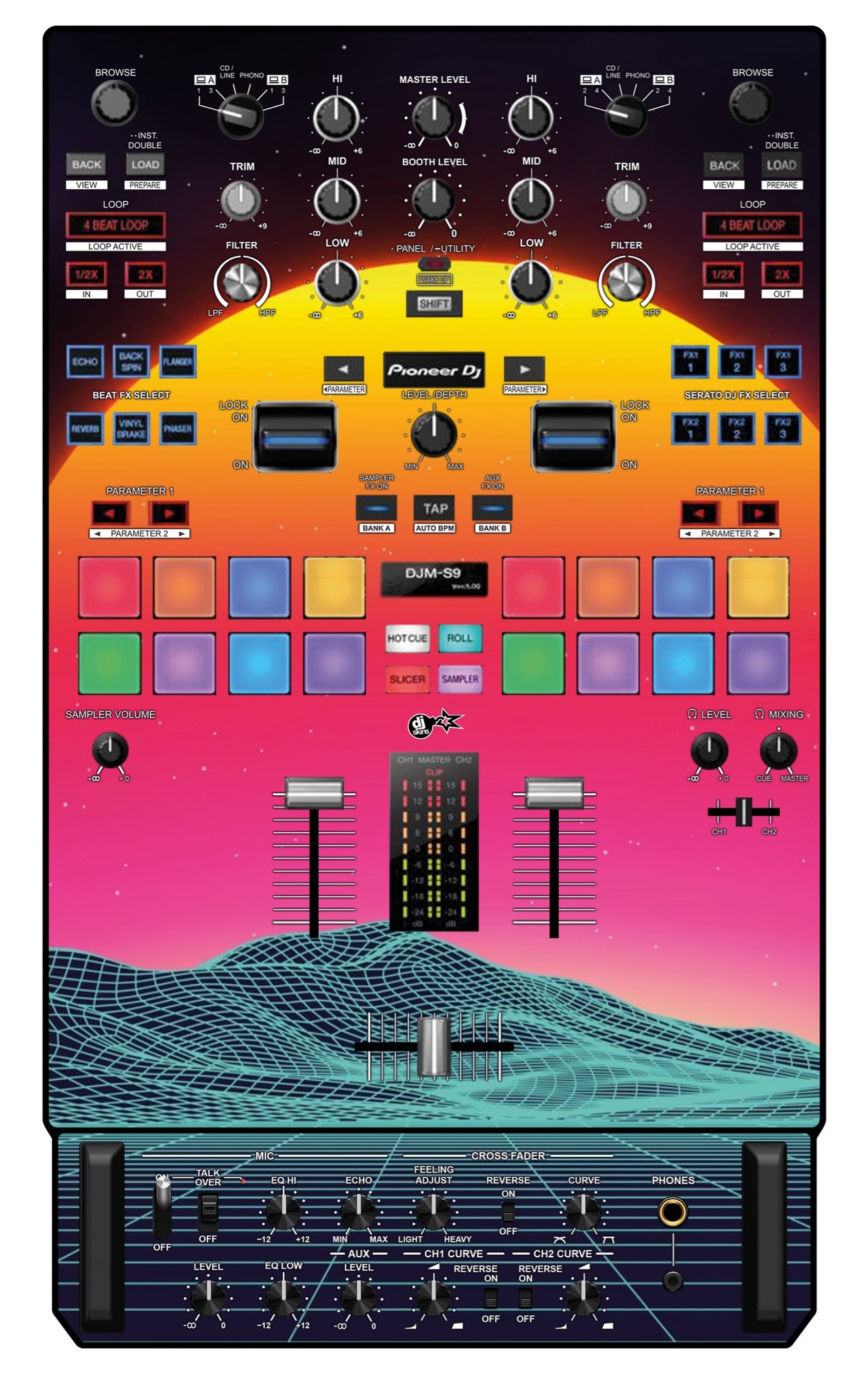 Pioneer DJ DJM S9 Skin Synthwave Horizon