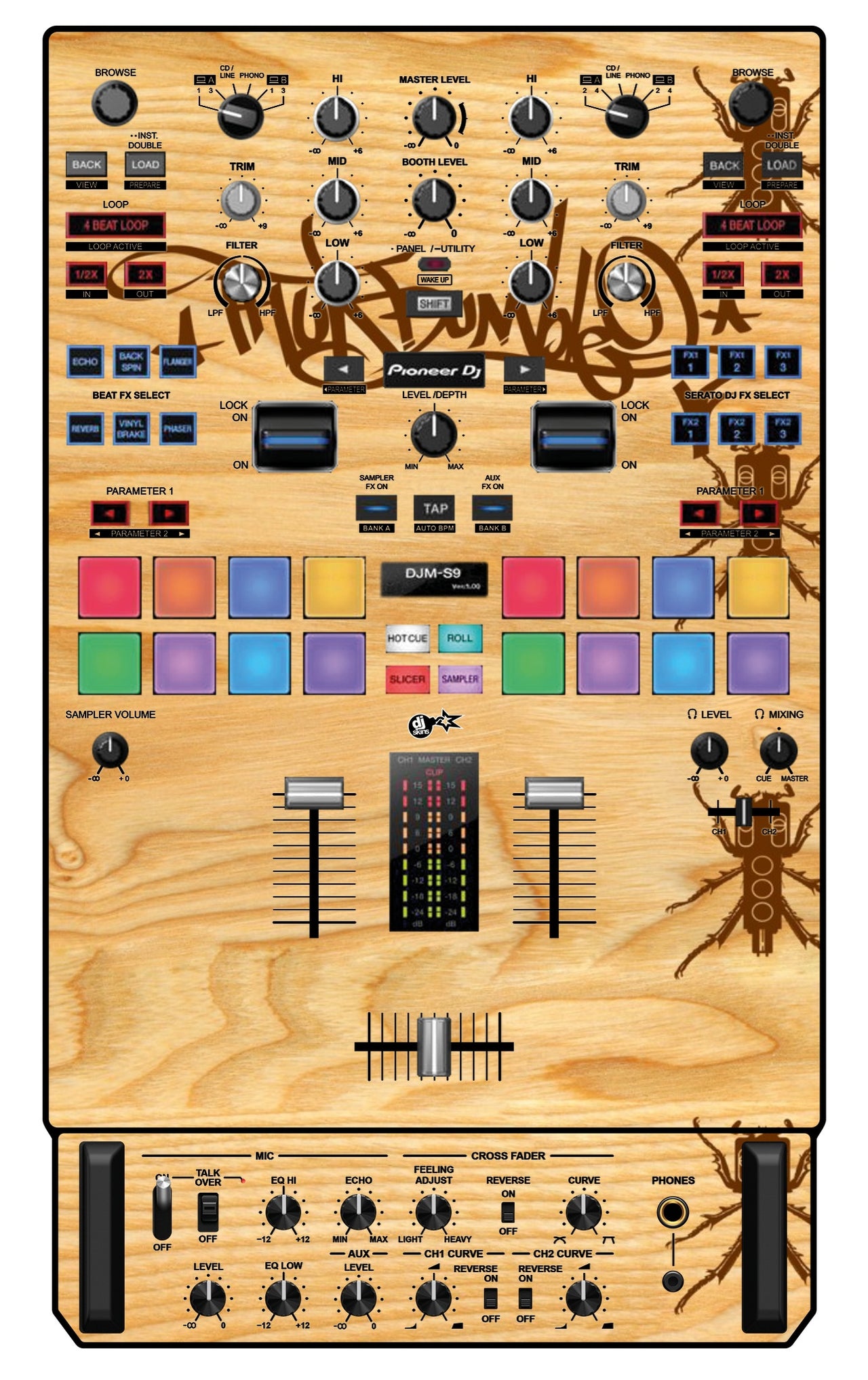 Pioneer DJ DJM S9 Skin Thudrumble Wood