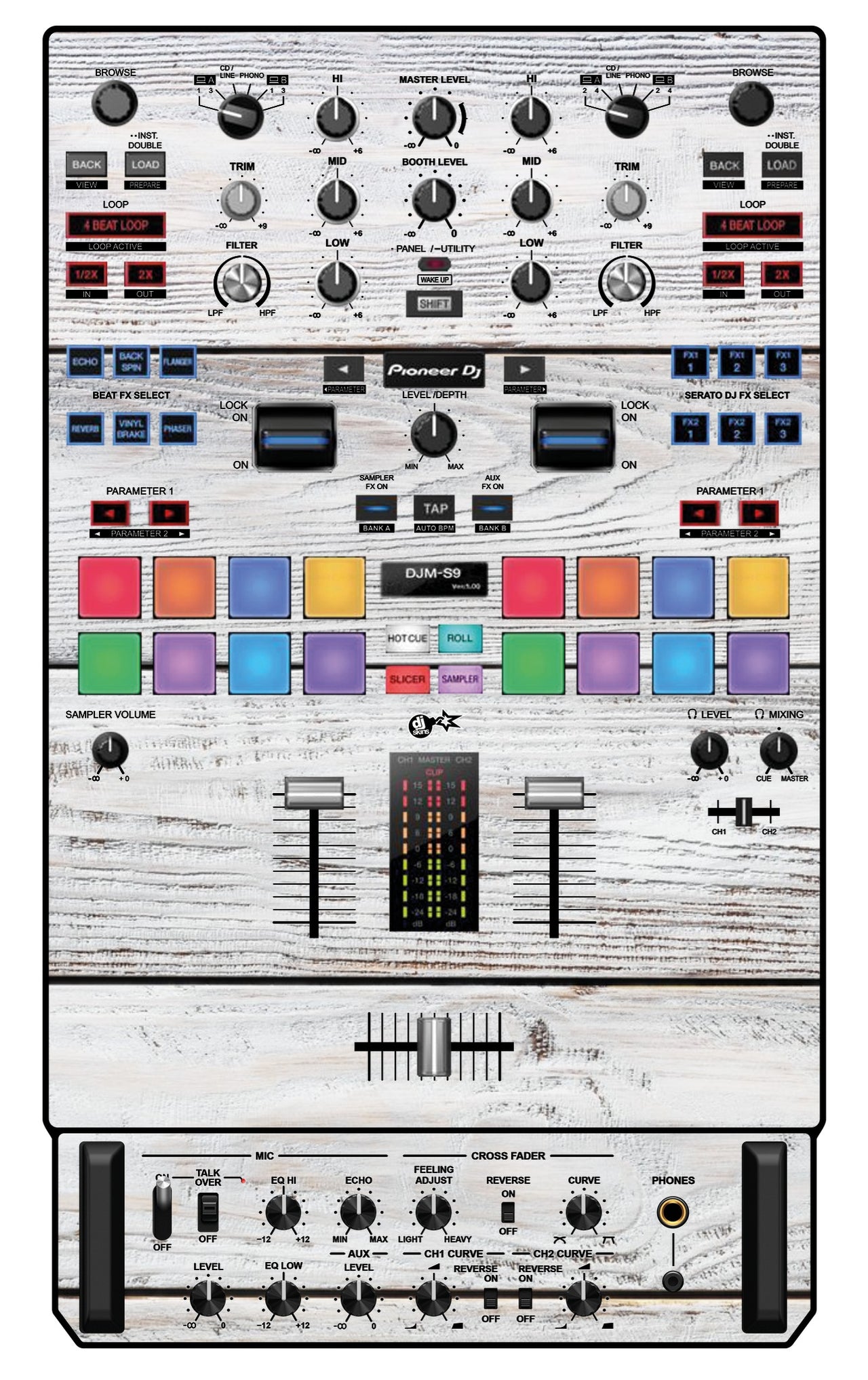Pioneer DJ DJM S9 Skin Woody White