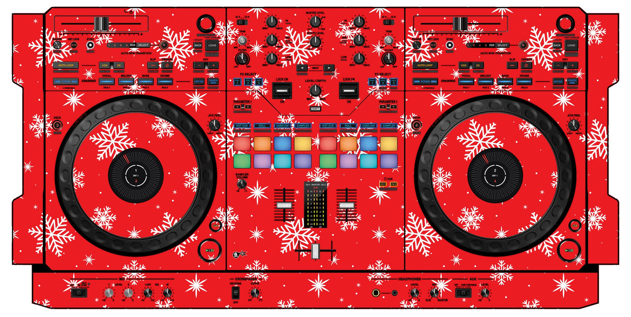 Pioneer DJ DDJ REV 5 Skin X-MAS Red Snowflakes