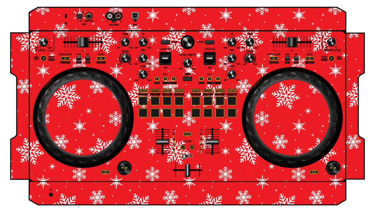Pioneer DJ DDJ REV 1 Skin X-MAS Red Snowflakes