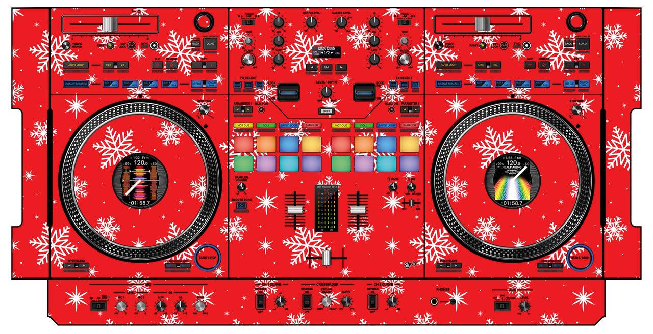 Pioneer DJ DDJ REV 7 Skin X-MAS Red Snowflakes