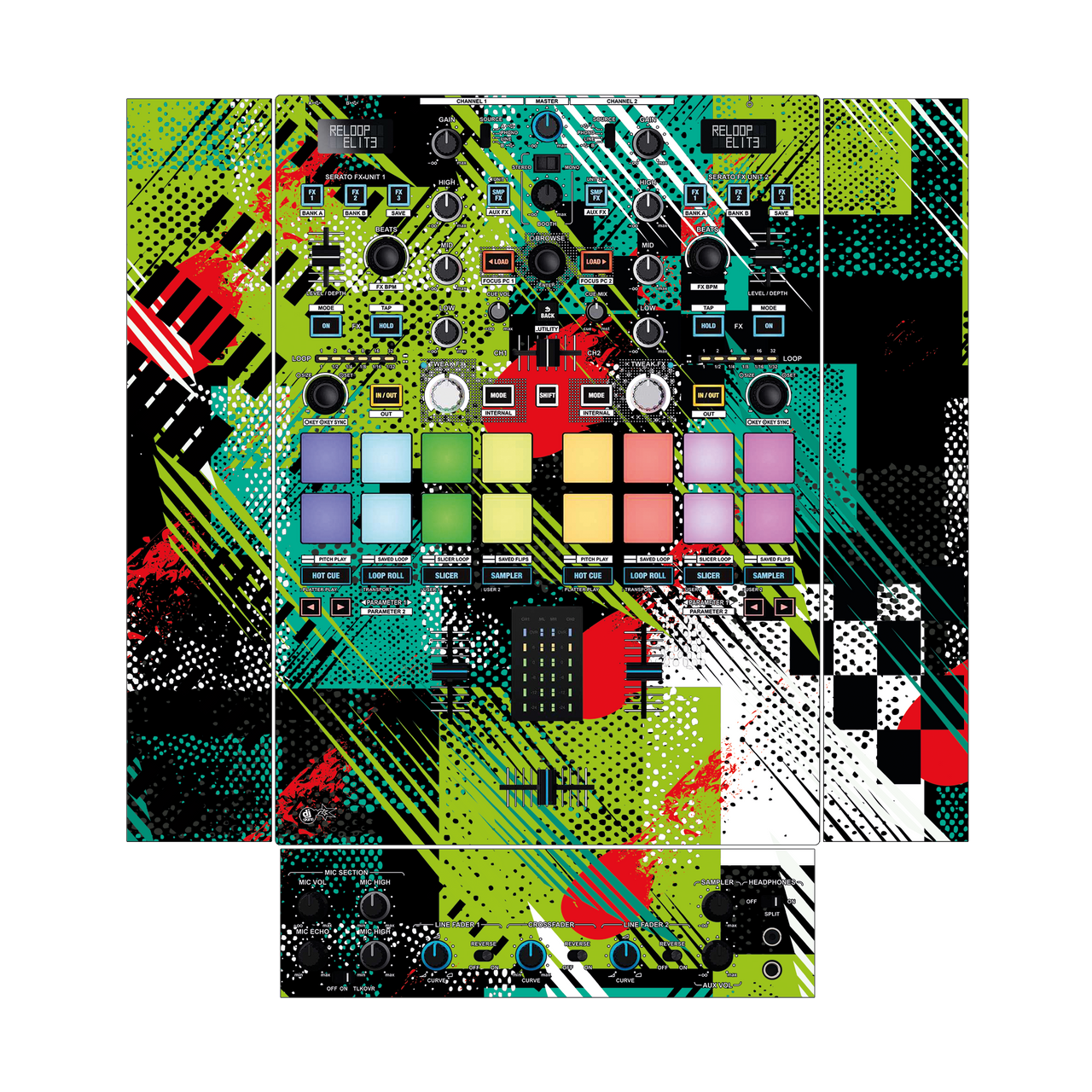 dj-skins Reloop Elite Skin FRACTOR GRÜN