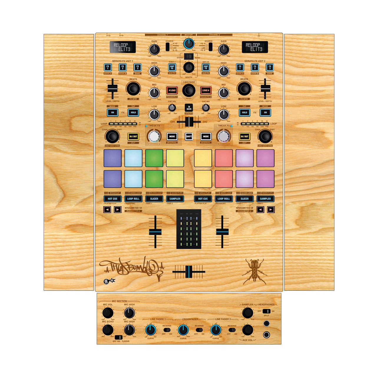 dj-skins Reloop Elite Skin QBERT THUDRUMBLE WOOD