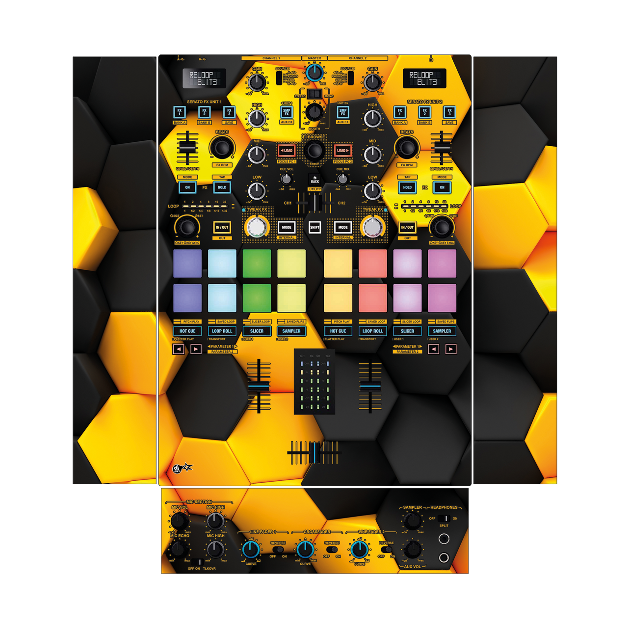 dj-skins Reloop Elite Skin HONEYCOMB (GELB)