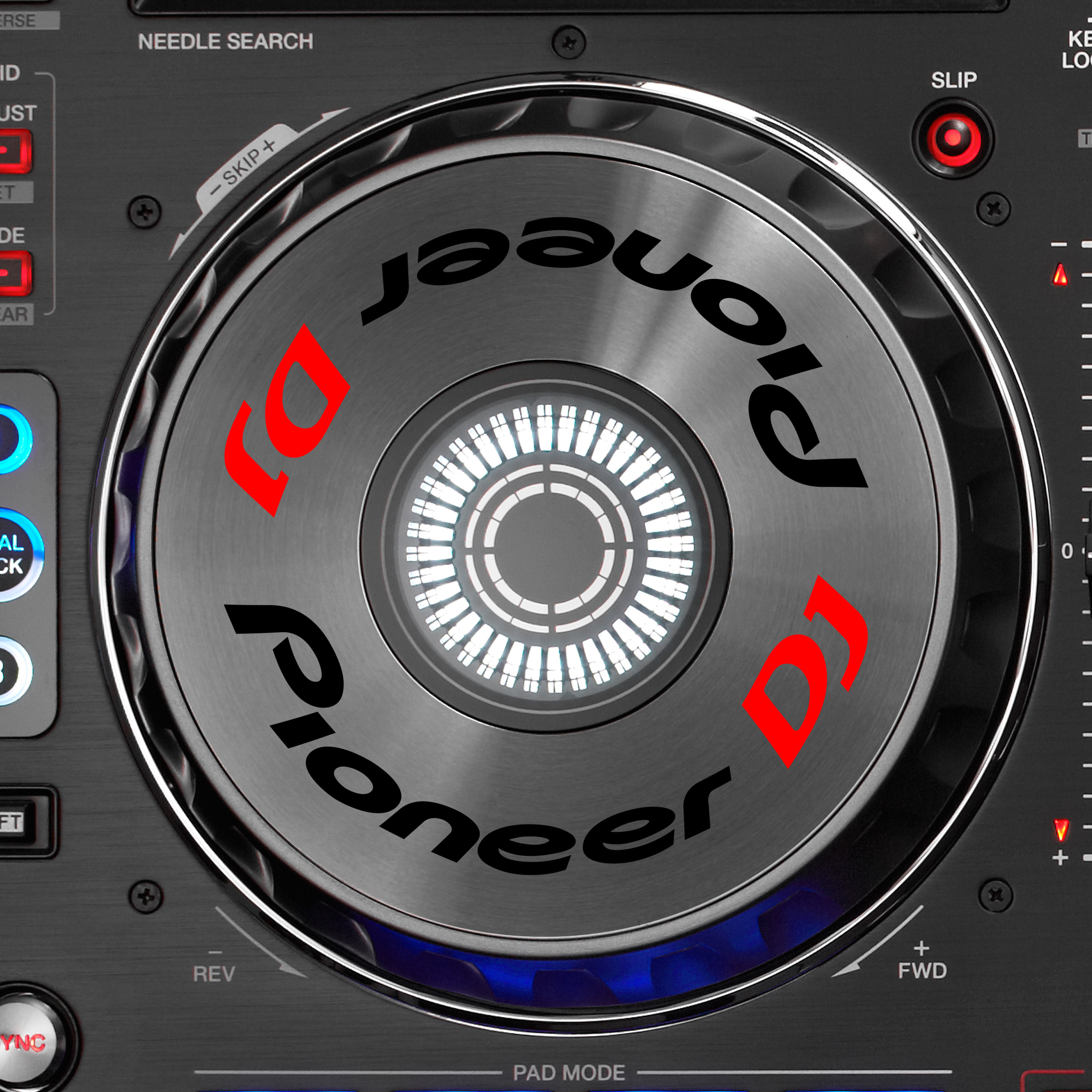 Pioneer DJ DDJ SX Jogwheel Logo Sticker SCHWARZ ROT