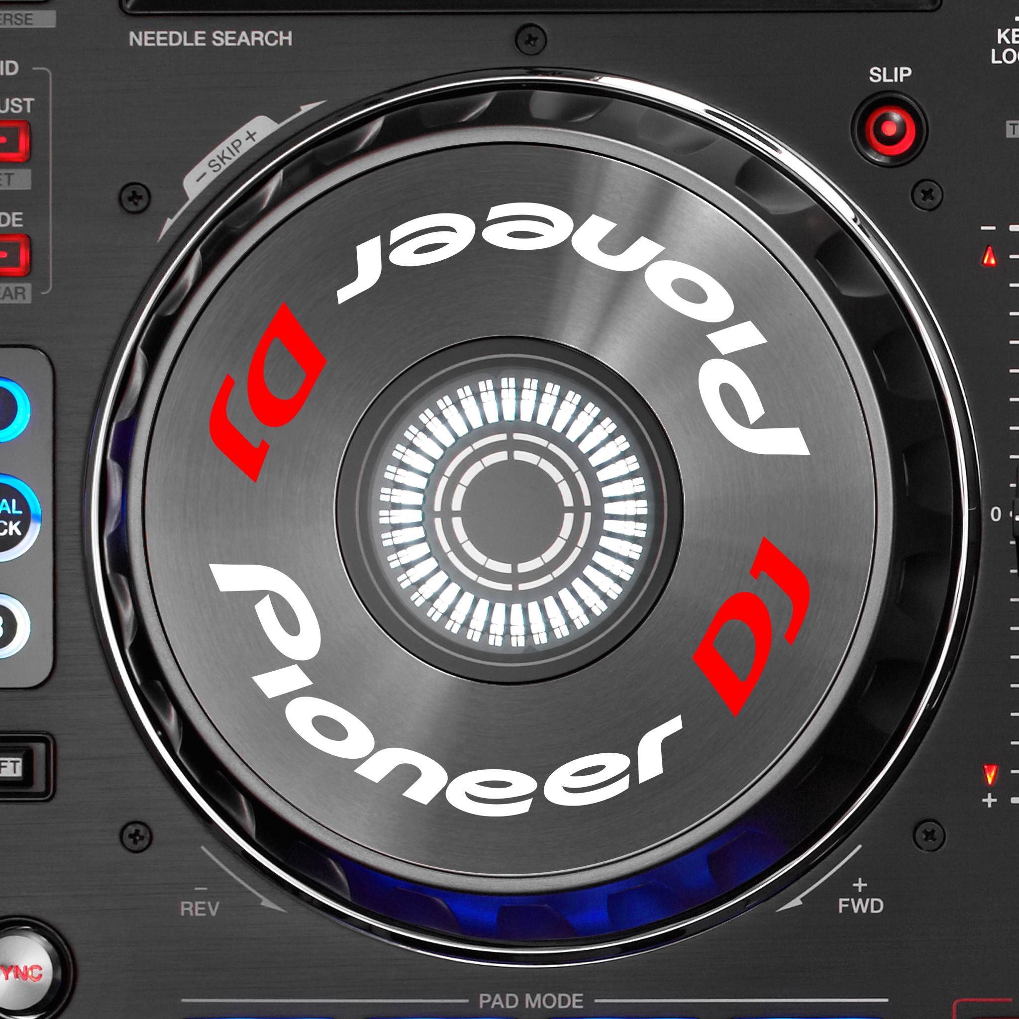 Pioneer DJ DDJ SX Jogwheel Logo Sticker WEISS ROT
